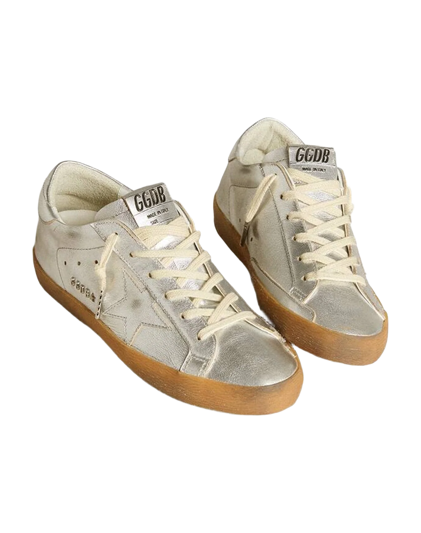 Women | Super-Star Metallic Leather with Leather Star & Heel Tab | Silver (V2)