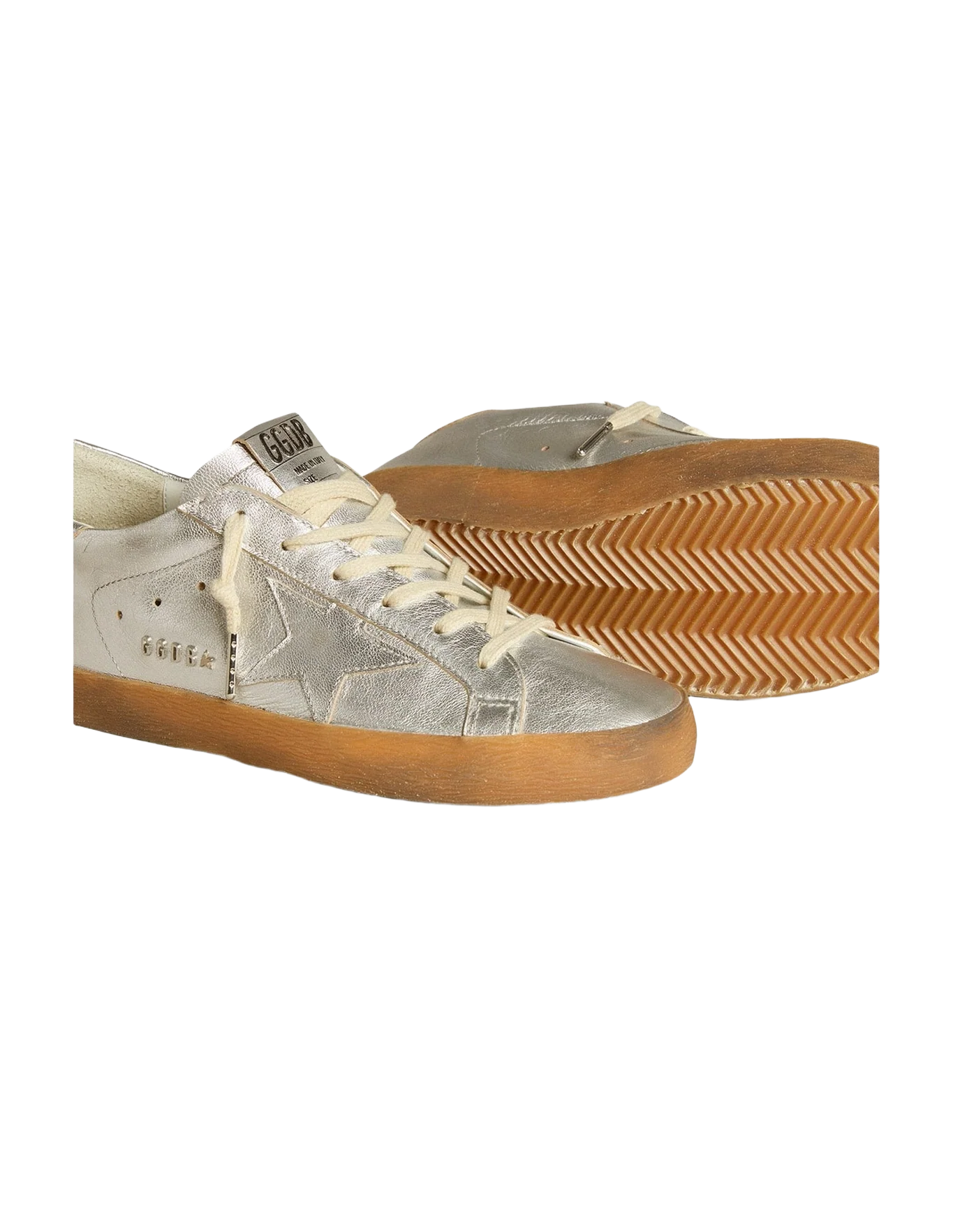 Women | Super-Star Metallic Leather with Leather Star & Heel Tab | Silver (V2) - Image 6