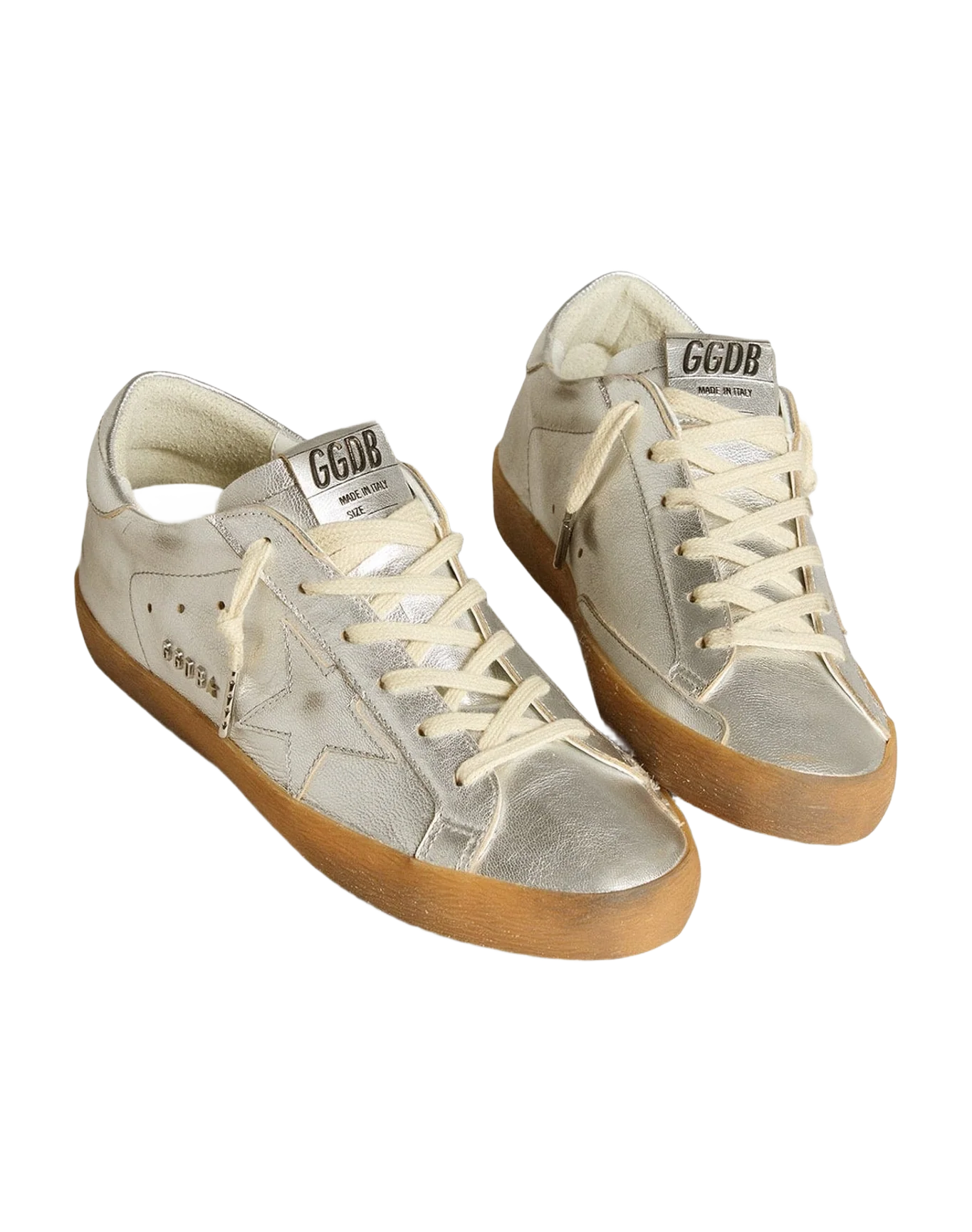 Women | Super-Star Metallic Leather with Leather Star & Heel Tab | Silver (V2) - Image 8