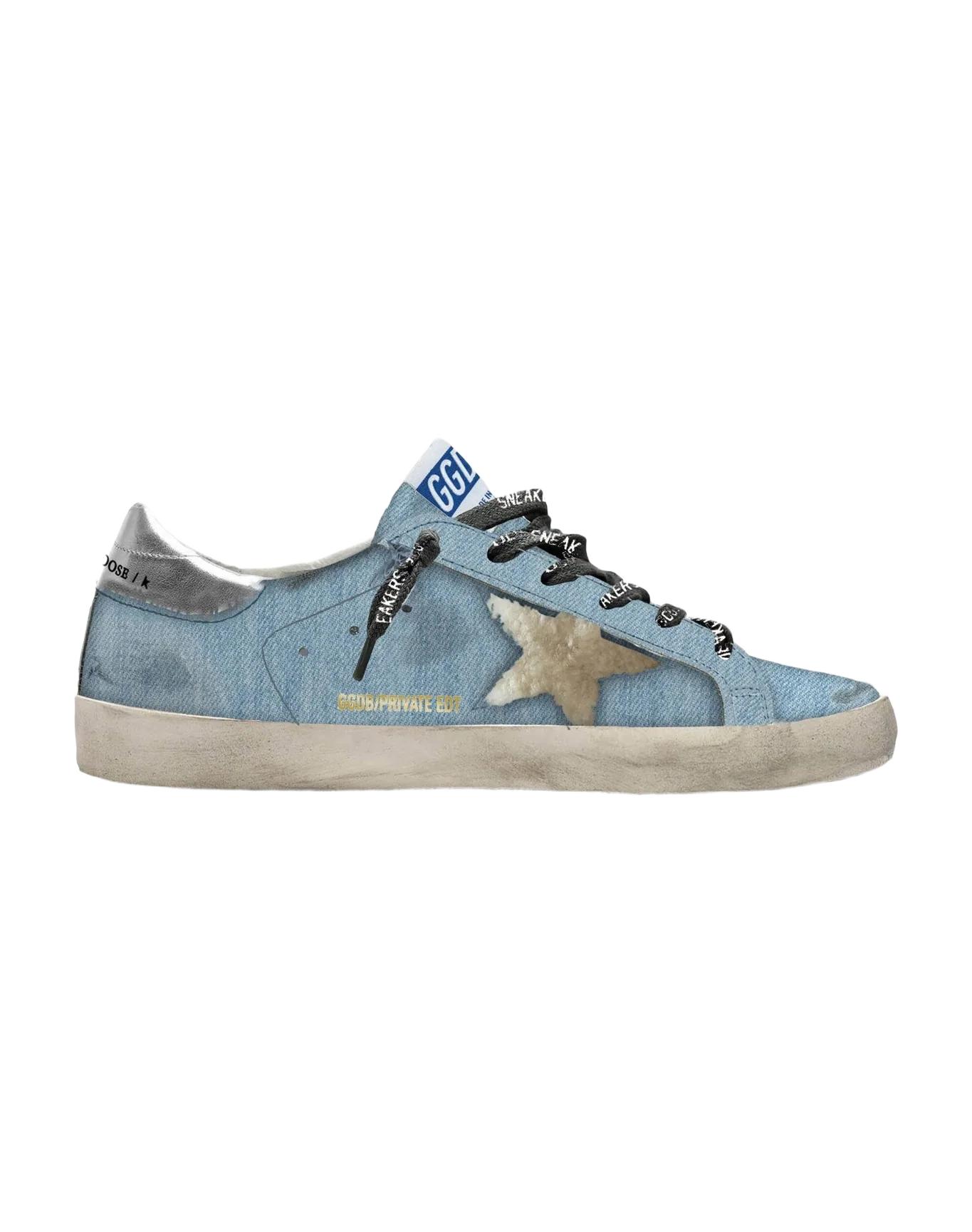 Women | Super-Star Private Edt Denim with Star & Heel Tab | Light Blue x Natural White x Silver (V1)