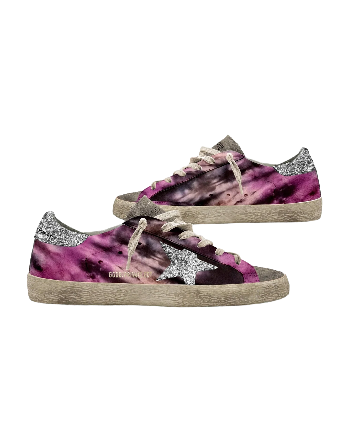 Women | Super-Star Private Edt with Glitter Star & Heel Tab | Black Pink Tie Dye x Ice x Silver (V1) - Image 2