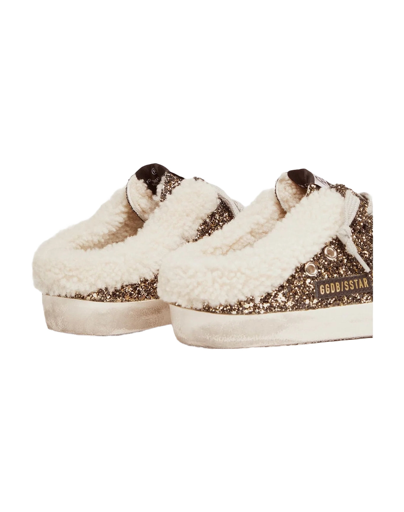 Women | Super-Star Sabot with Glitter & Shearling Interior | Black Gold x Beige x Ice (V1) - Image 3