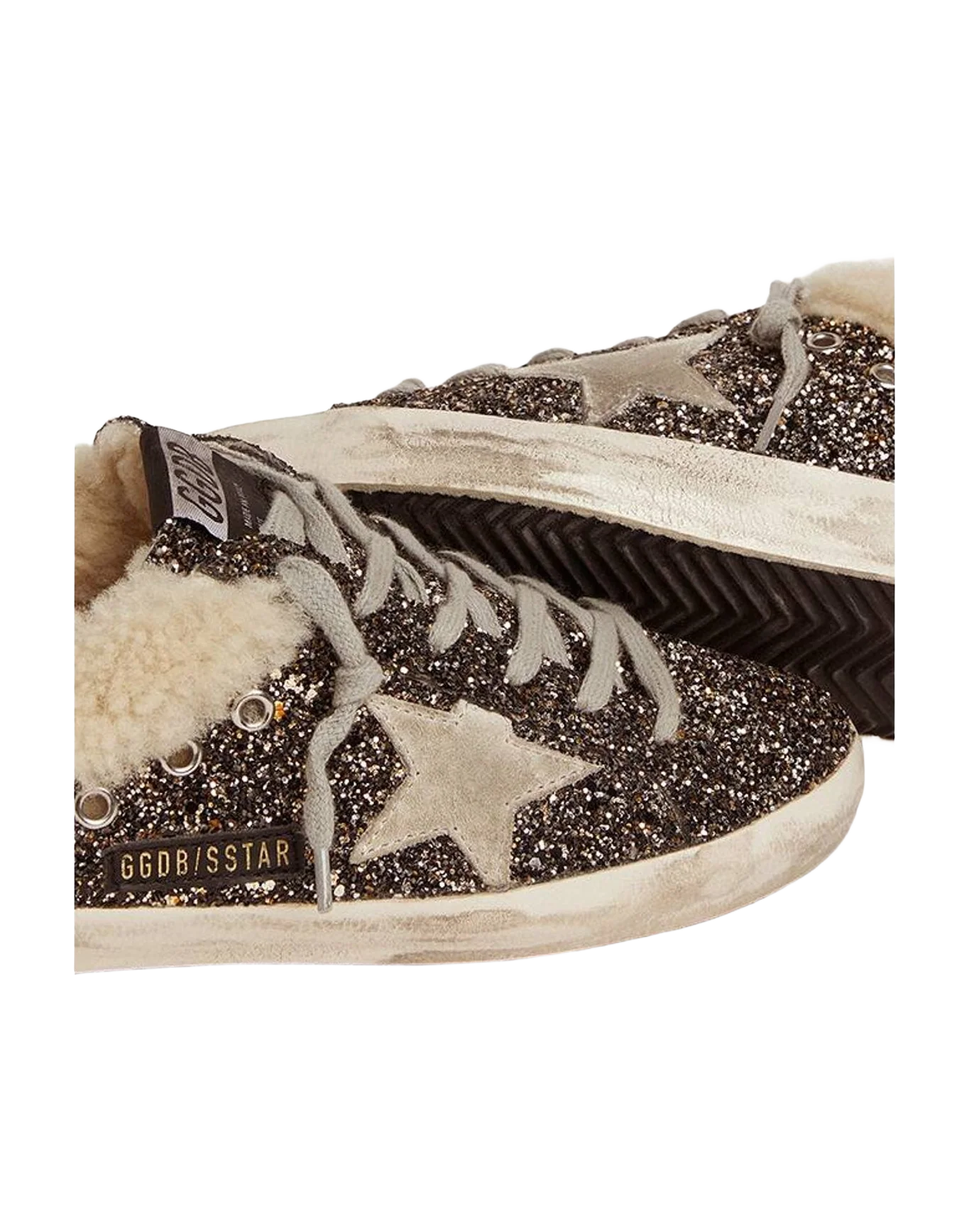 Women | Super-Star Sabot with Glitter & Shearling Interior | Black Gold x Beige x Ice (V1) - Image 4