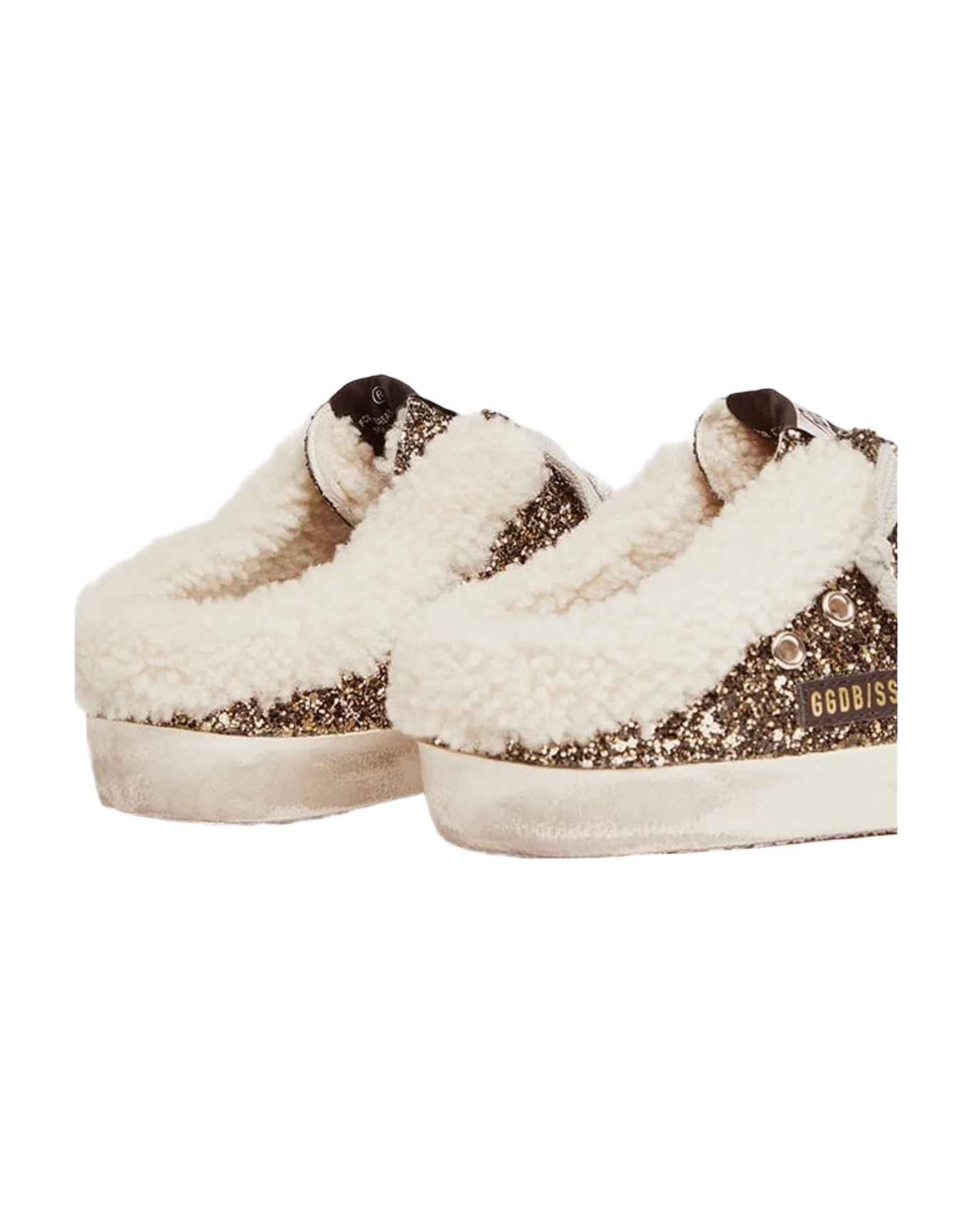 Women | Super-Star Sabot with Glitter & Shearling Interior | Black Gold x Beige x Ice (V1) - Image 5