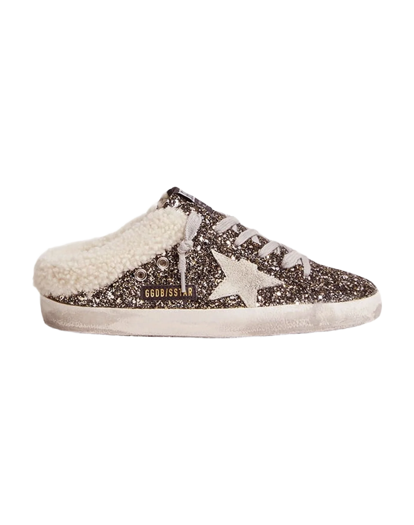Women | Super-Star Sabot with Glitter & Shearling Interior | Black Gold x Beige x Ice (V1) - Image 6