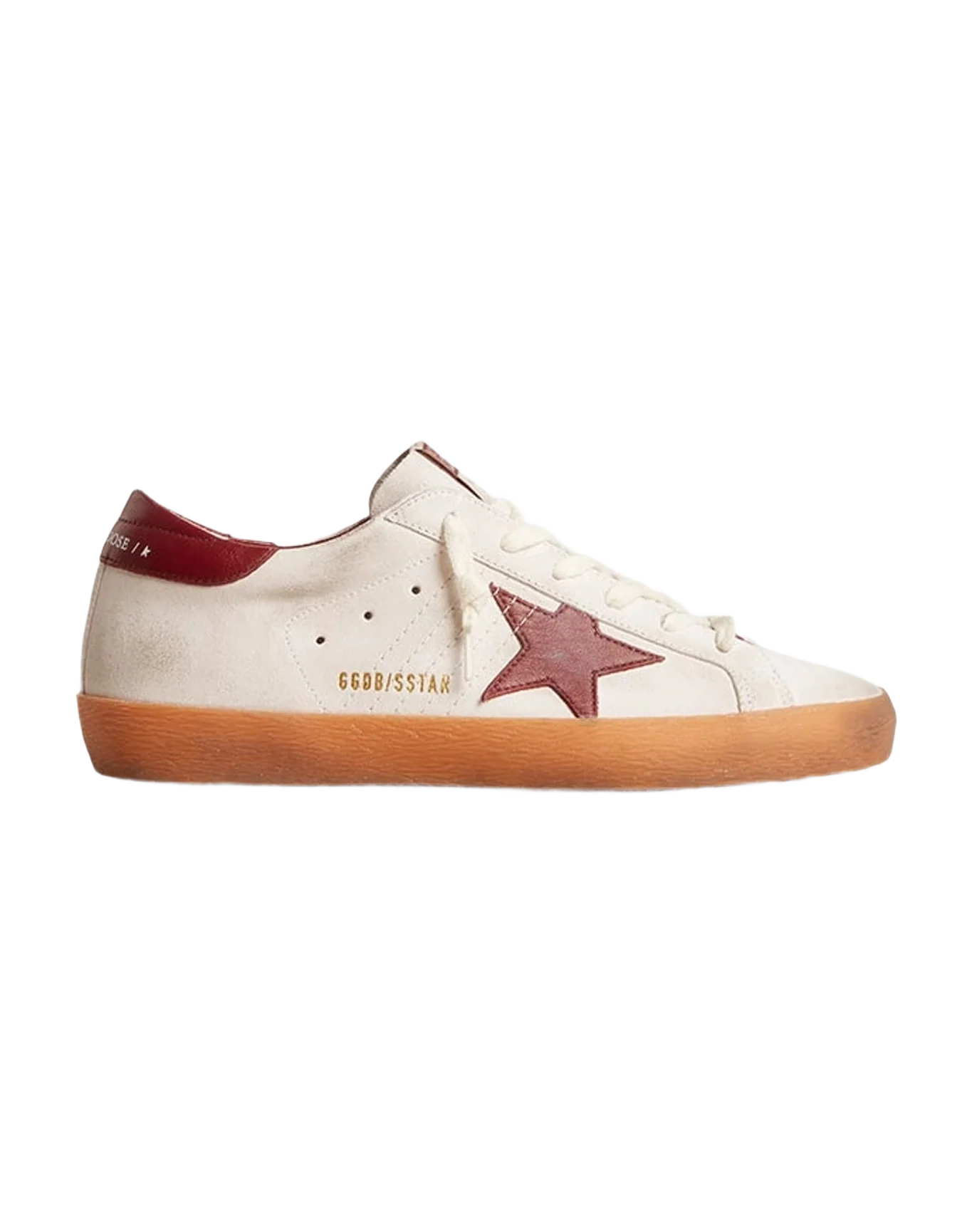 Women | Super-Star Suede with Burgundy Leather Star & Heel Tab | White x Bordeaux (V2) - Image 6