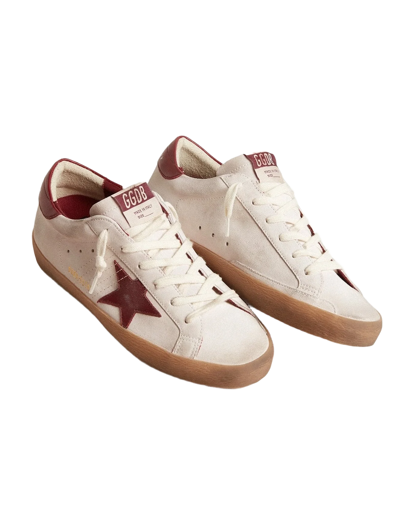 Women | Super-Star Suede with Burgundy Leather Star & Heel Tab | White x Bordeaux (V2) - Image 8