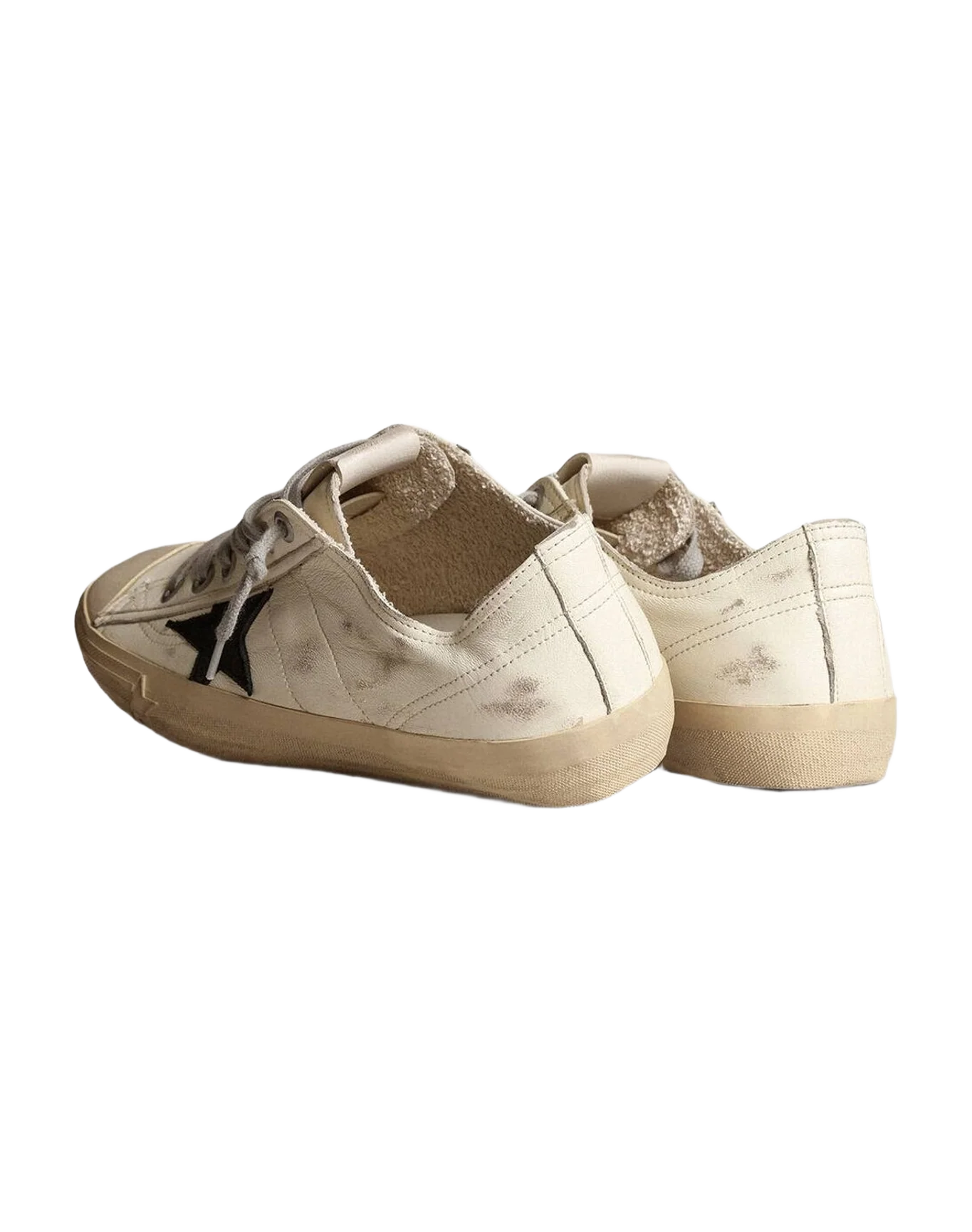 Women | Super-Star with Leather Star | Dirty White x Black (V2)