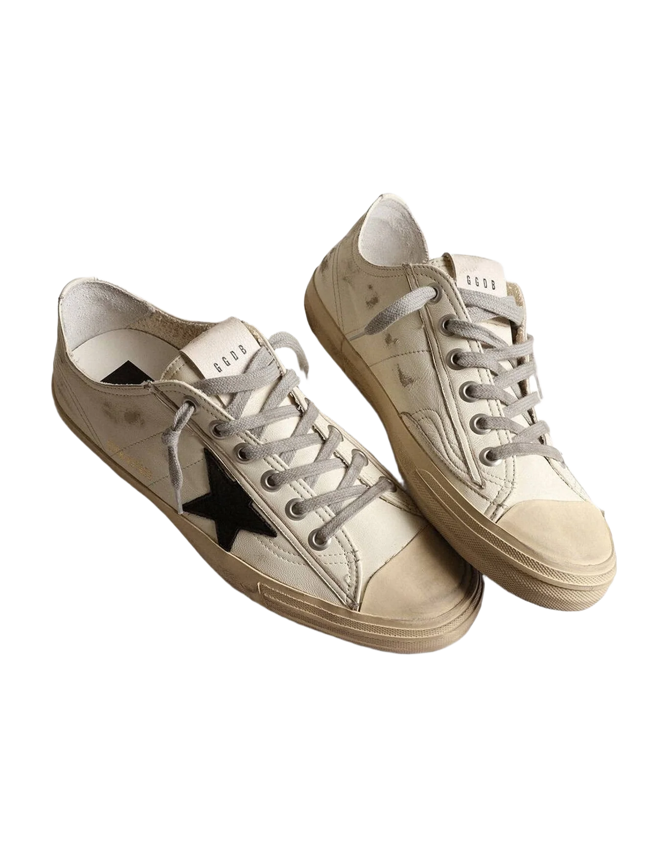 Women | Super-Star with Leather Star | Dirty White x Black (V2) - Image 2