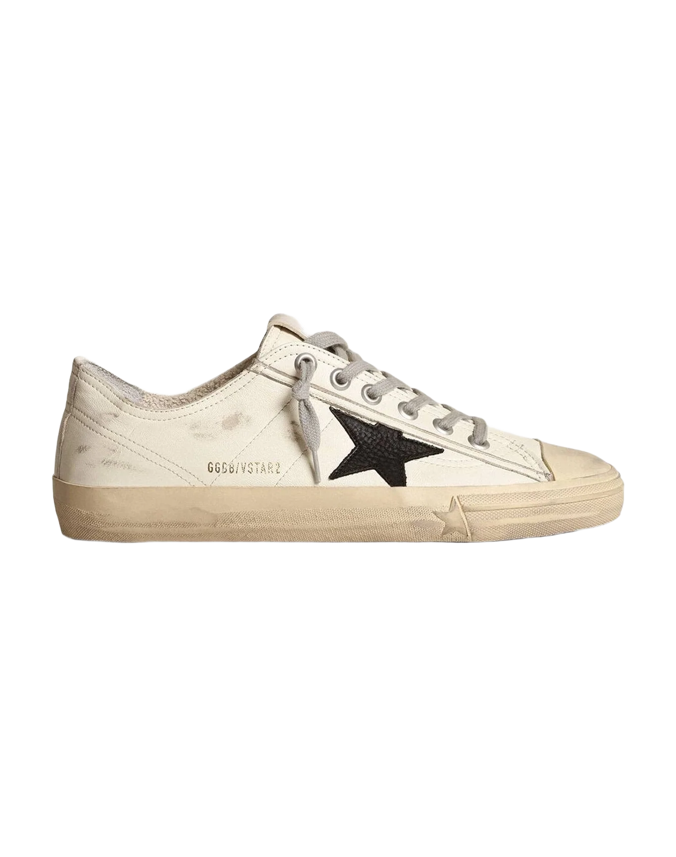 Women | Super-Star with Leather Star | Dirty White x Black (V2) - Image 4