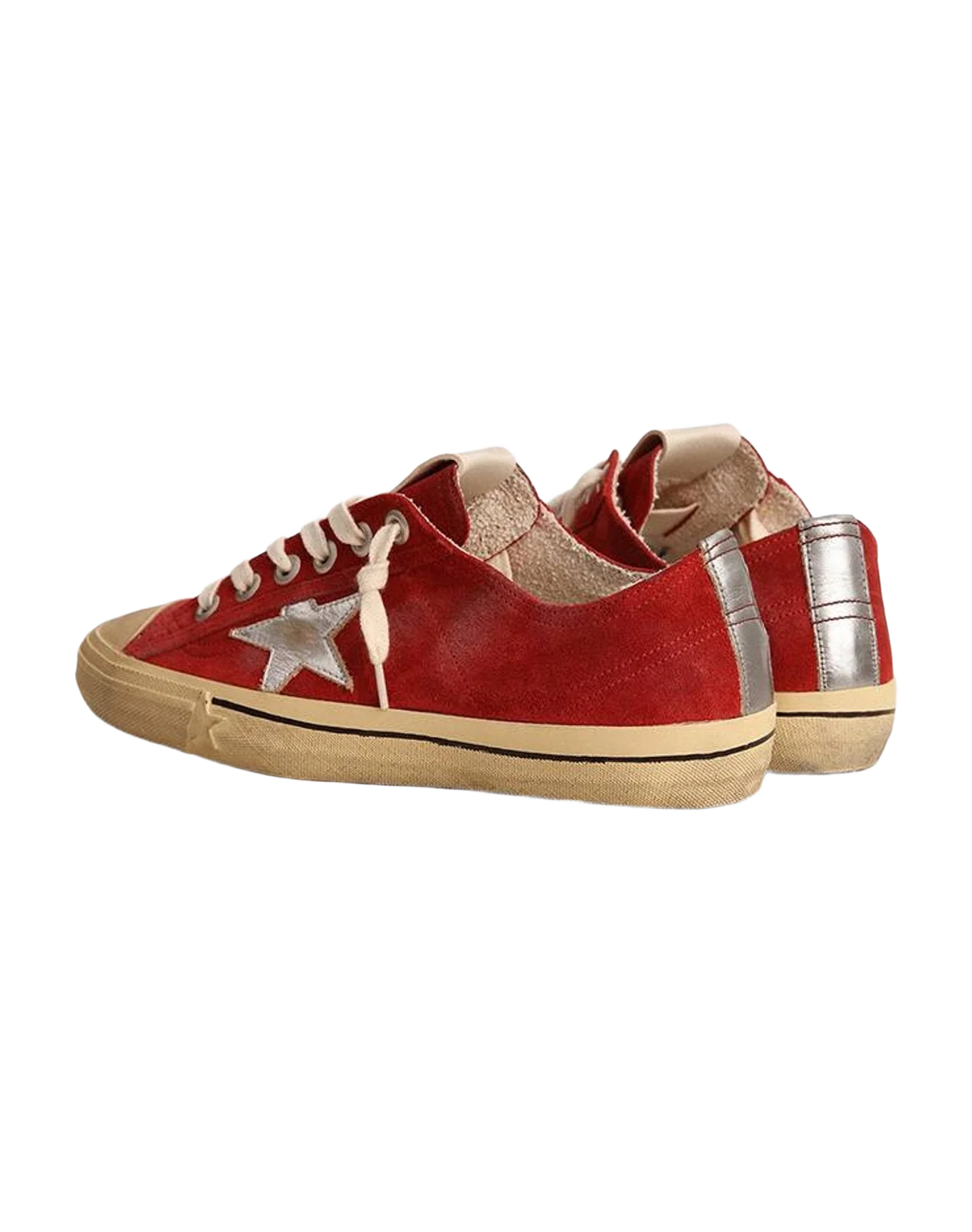 Women | V Star Suede with Star | Dark Red x Silver (V2)