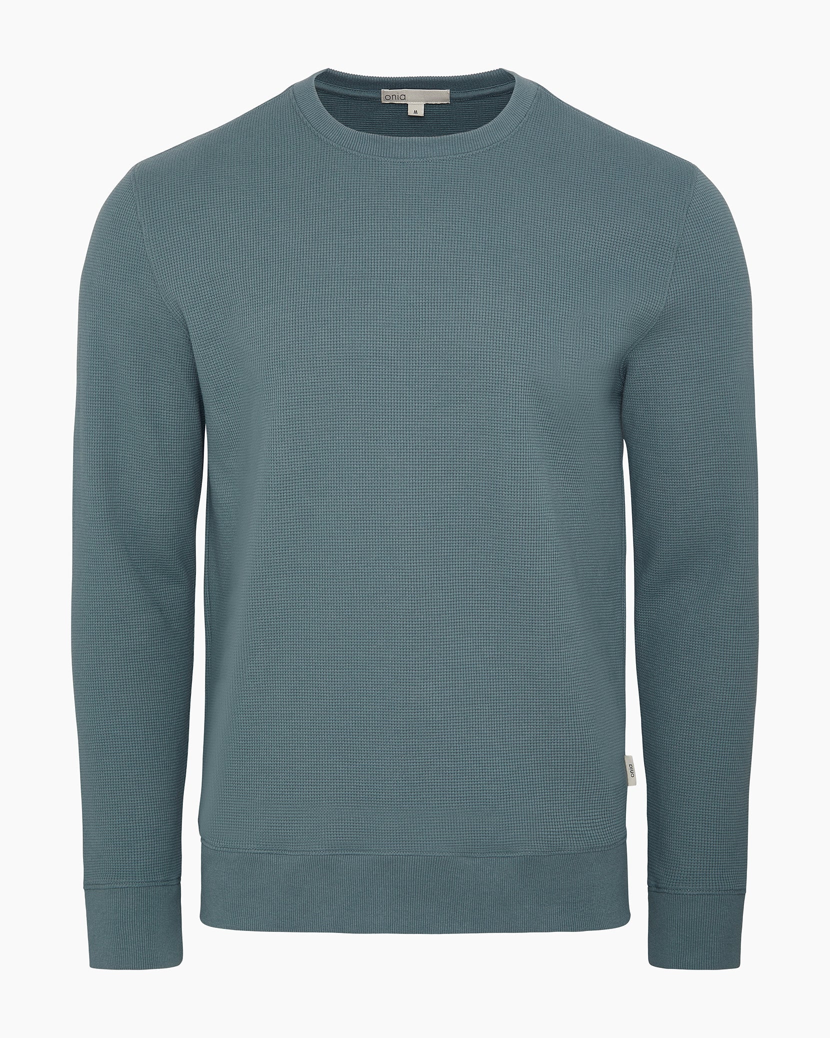 Mens | Heavyweight Cotton Waffle Crewneck Sweatshirt | Fern
