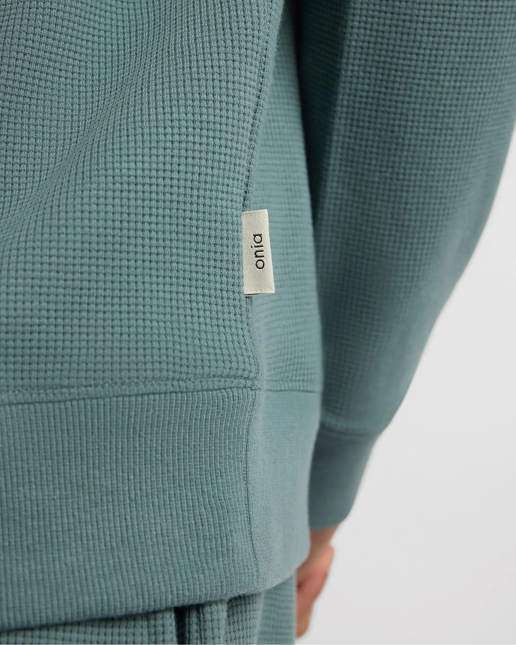 Mens | Heavyweight Cotton Waffle Crewneck Sweatshirt | Fern - Image 3