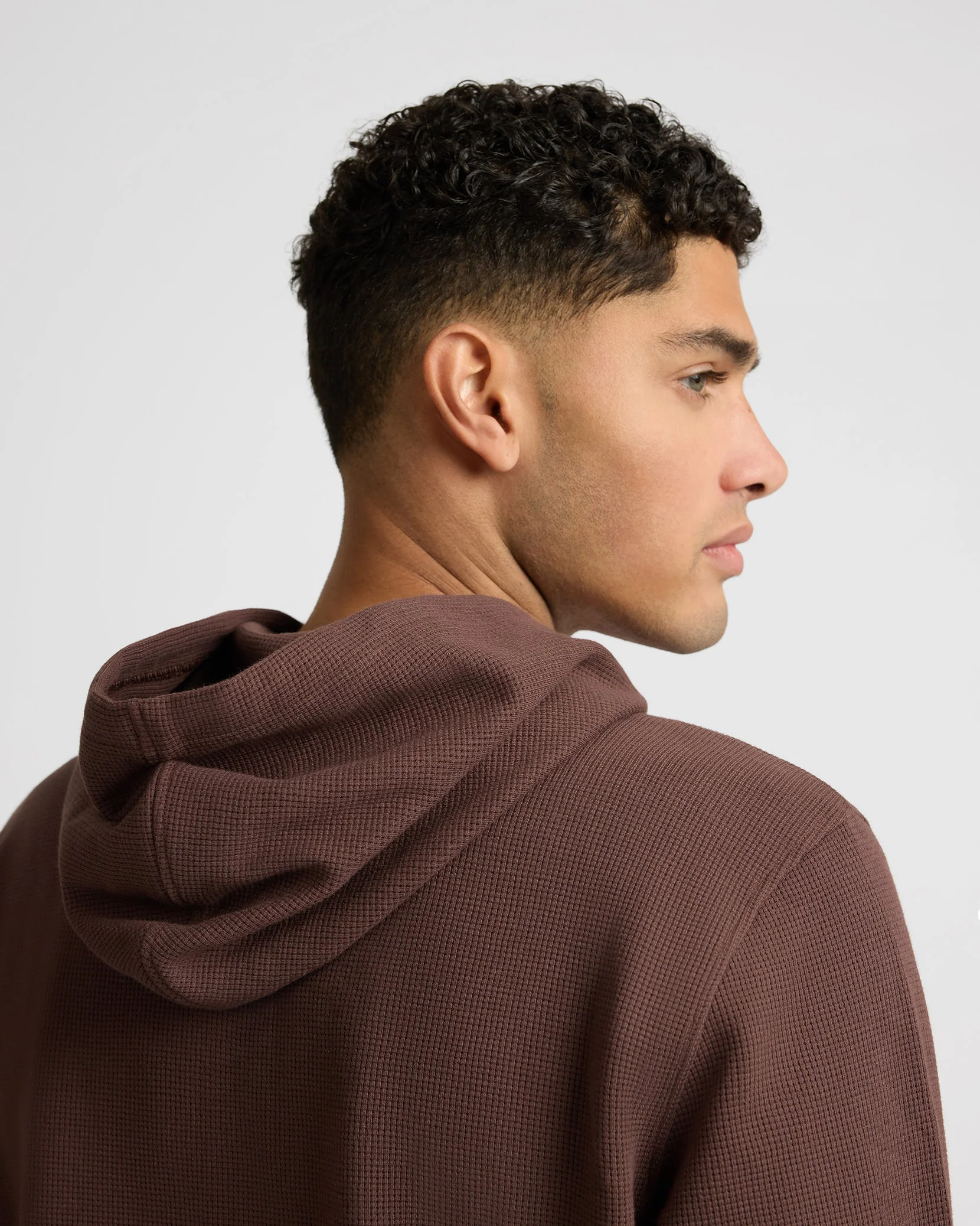 Mens | Heavyweight Cotton Waffle Hoodie | Java - Image 5
