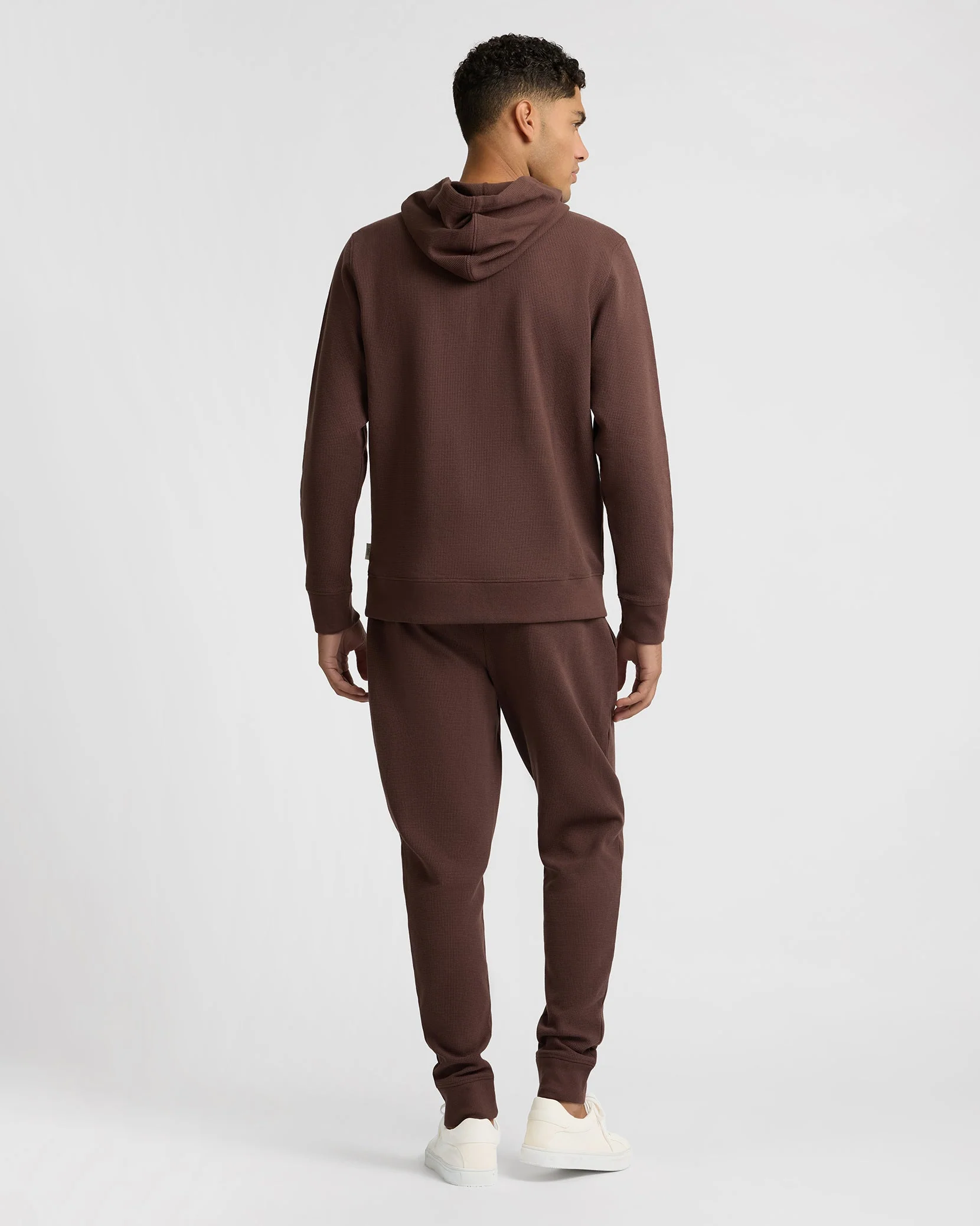 Mens | Heavyweight Cotton Waffle Hoodie | Java - Image 7