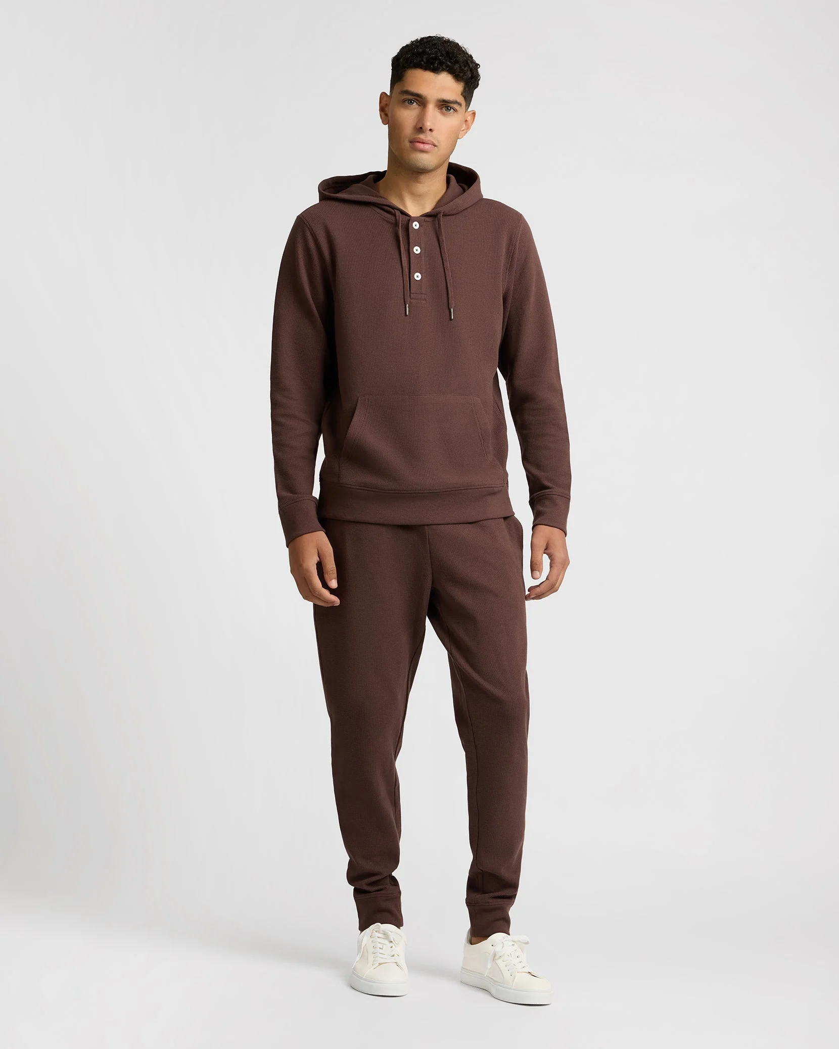 Mens | Heavyweight Cotton Waffle Jogger | Java - Image 5