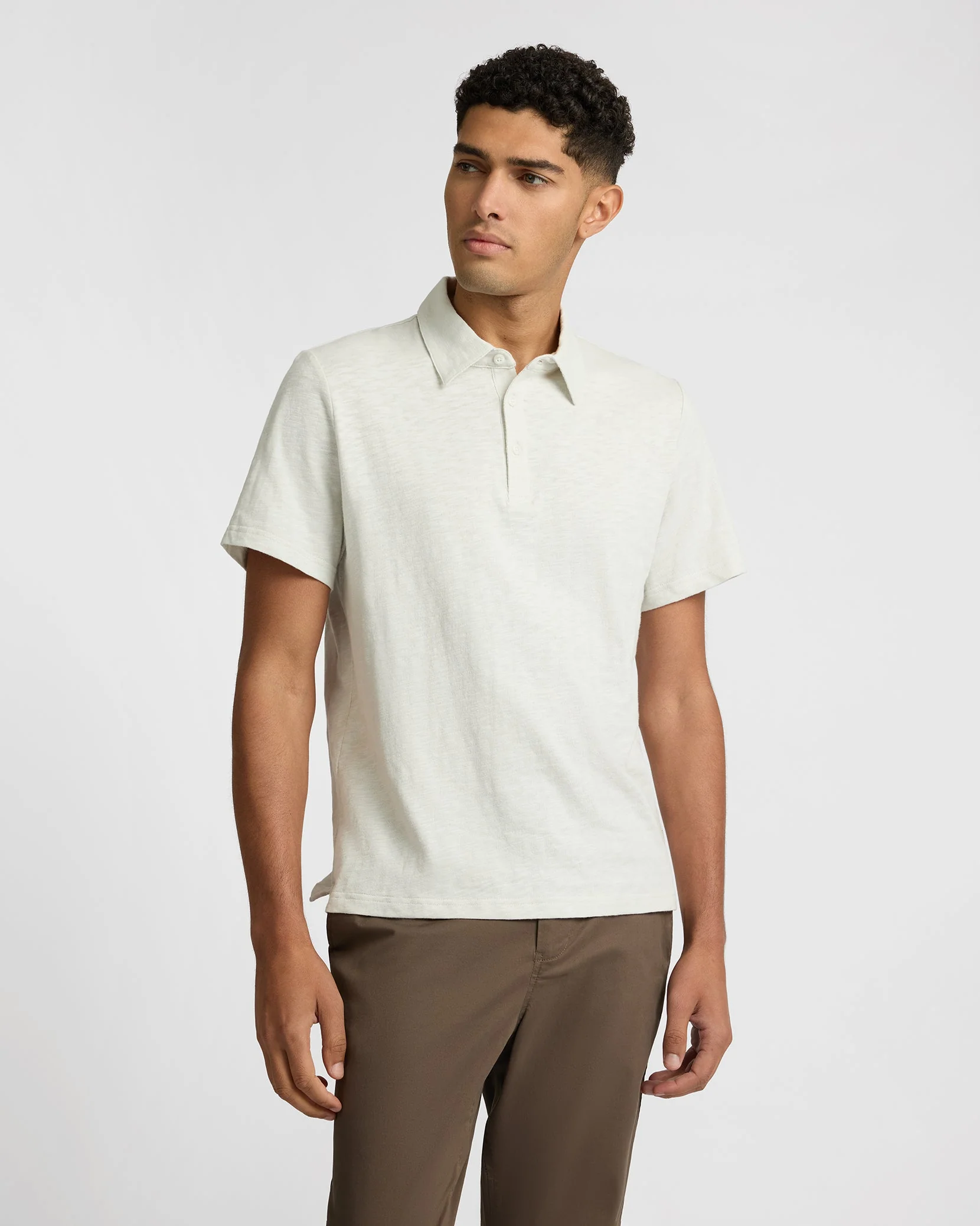 Mens | Heavyweight Slub Polo | Bone - Image 2