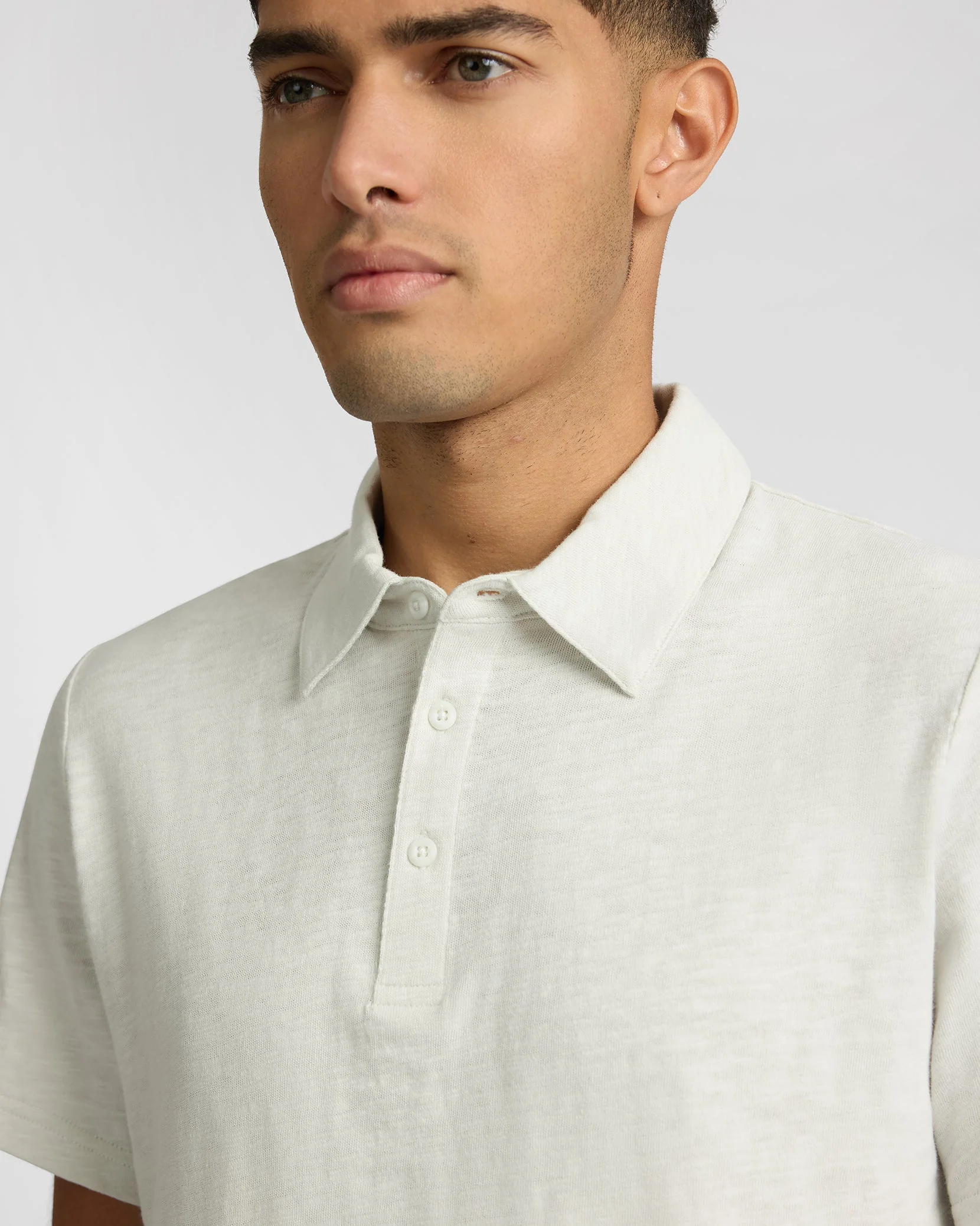 Mens | Heavyweight Slub Polo | Bone - Image 3