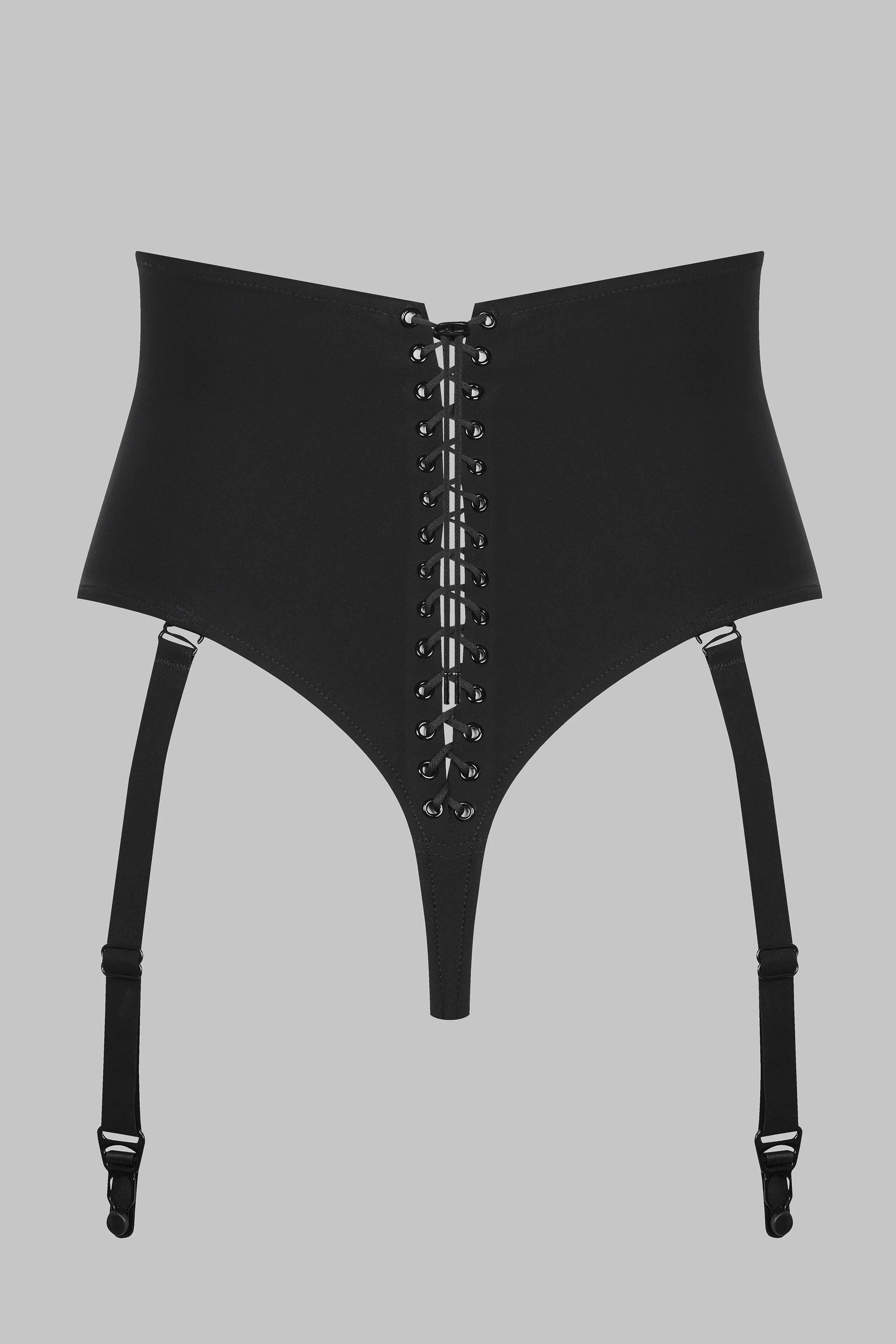 High waist tanga with suspenders - Nuit Infinie | Black - Image 5
