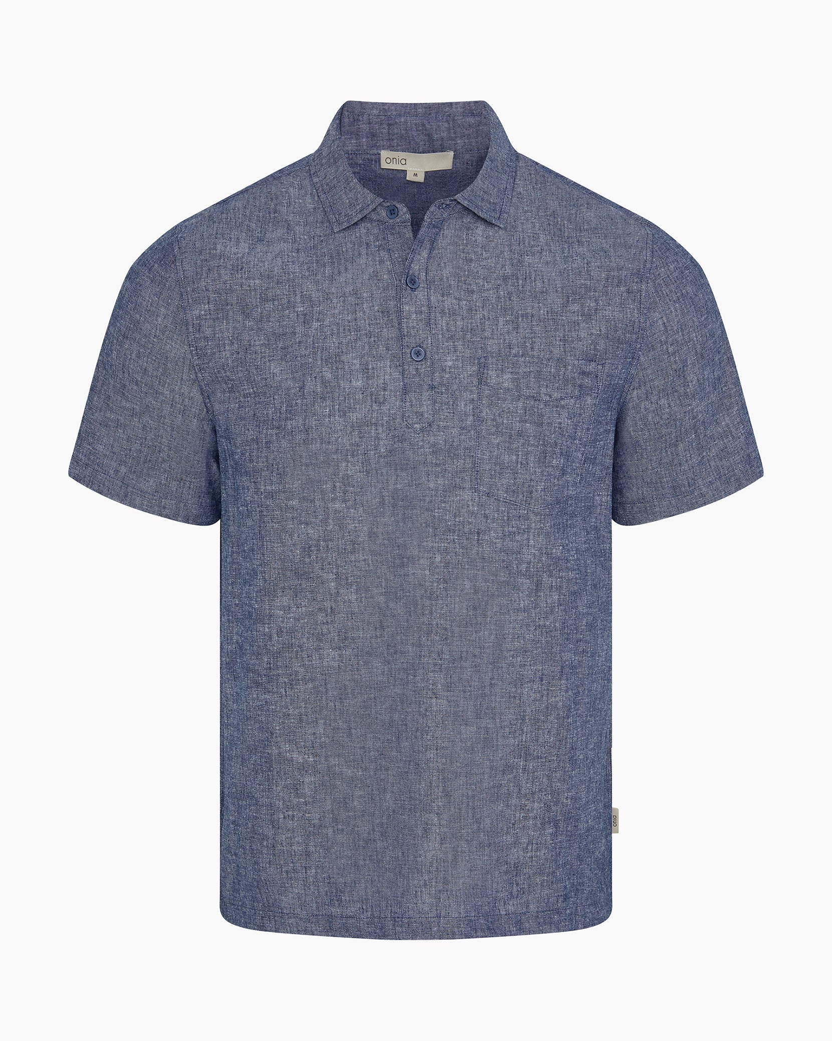Mens | Josh Cotton Linen Popover Polo | Navy