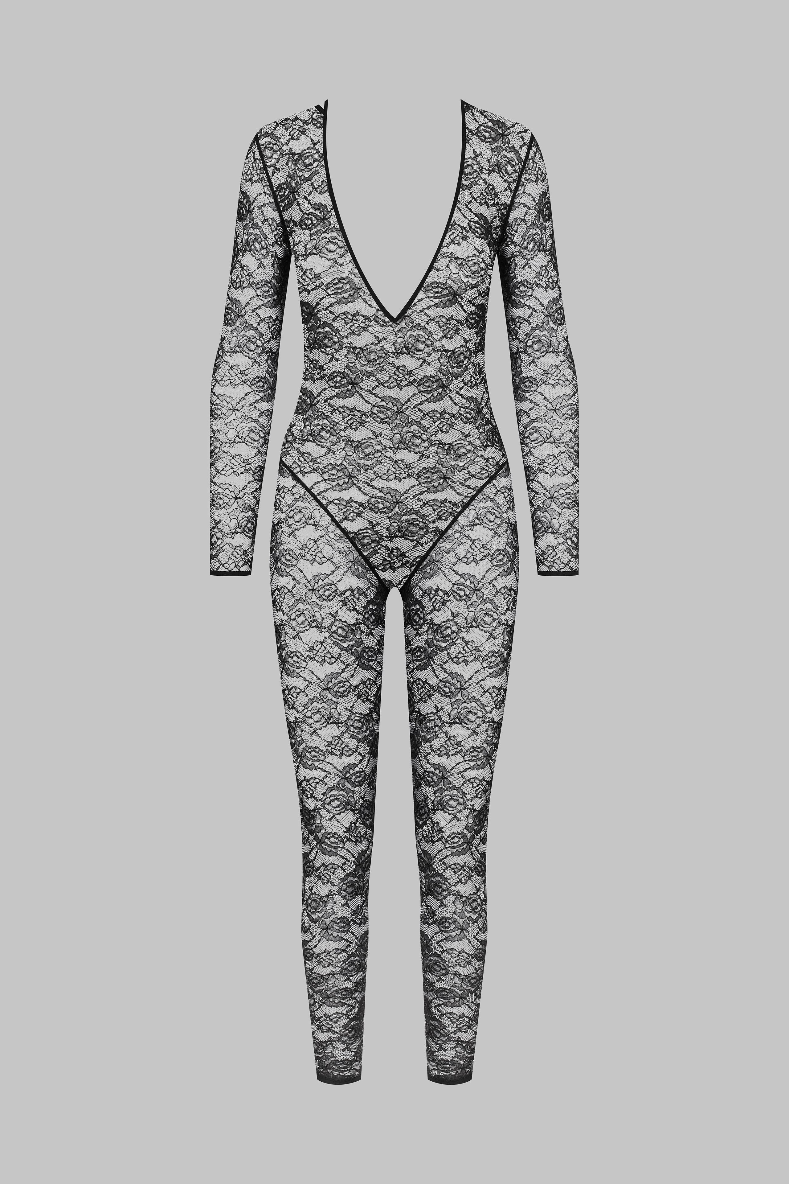 Long sleeve V-neck jumpsuit - Flashback | Black - Image 4