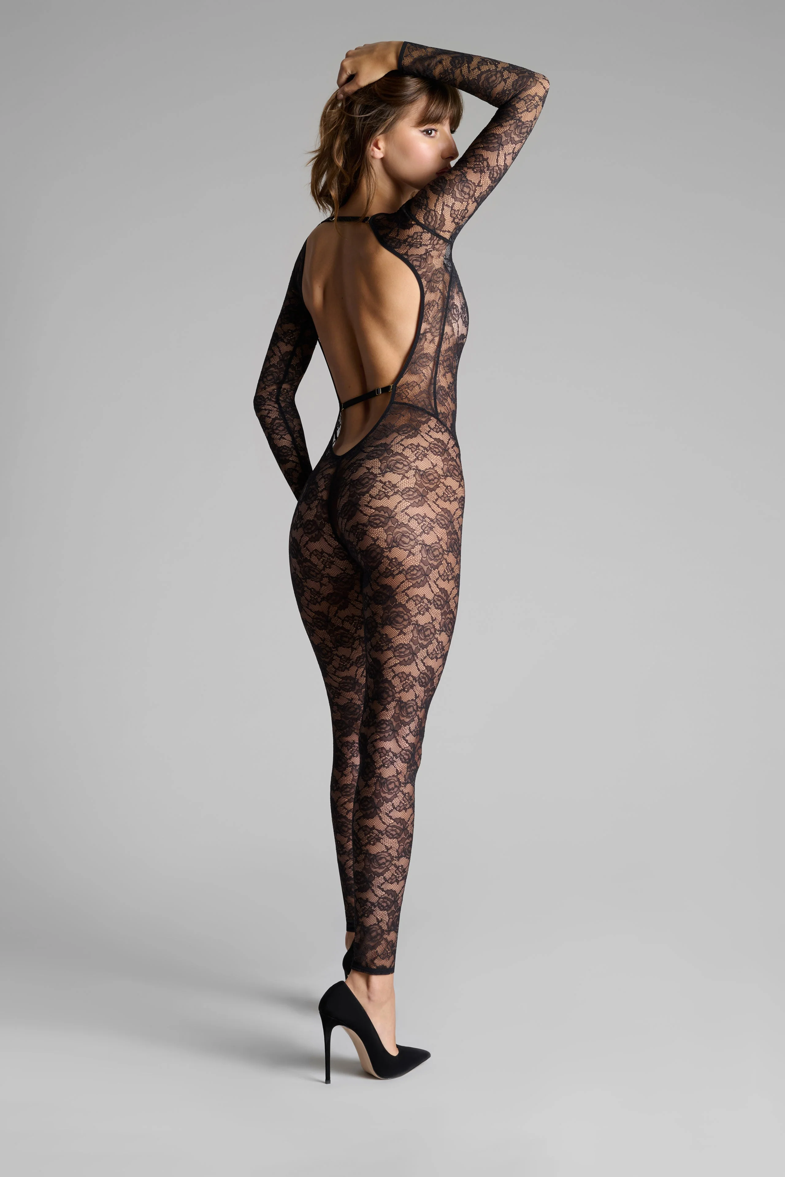 Long sleeve V-neck jumpsuit - Flashback | Black - Image 6