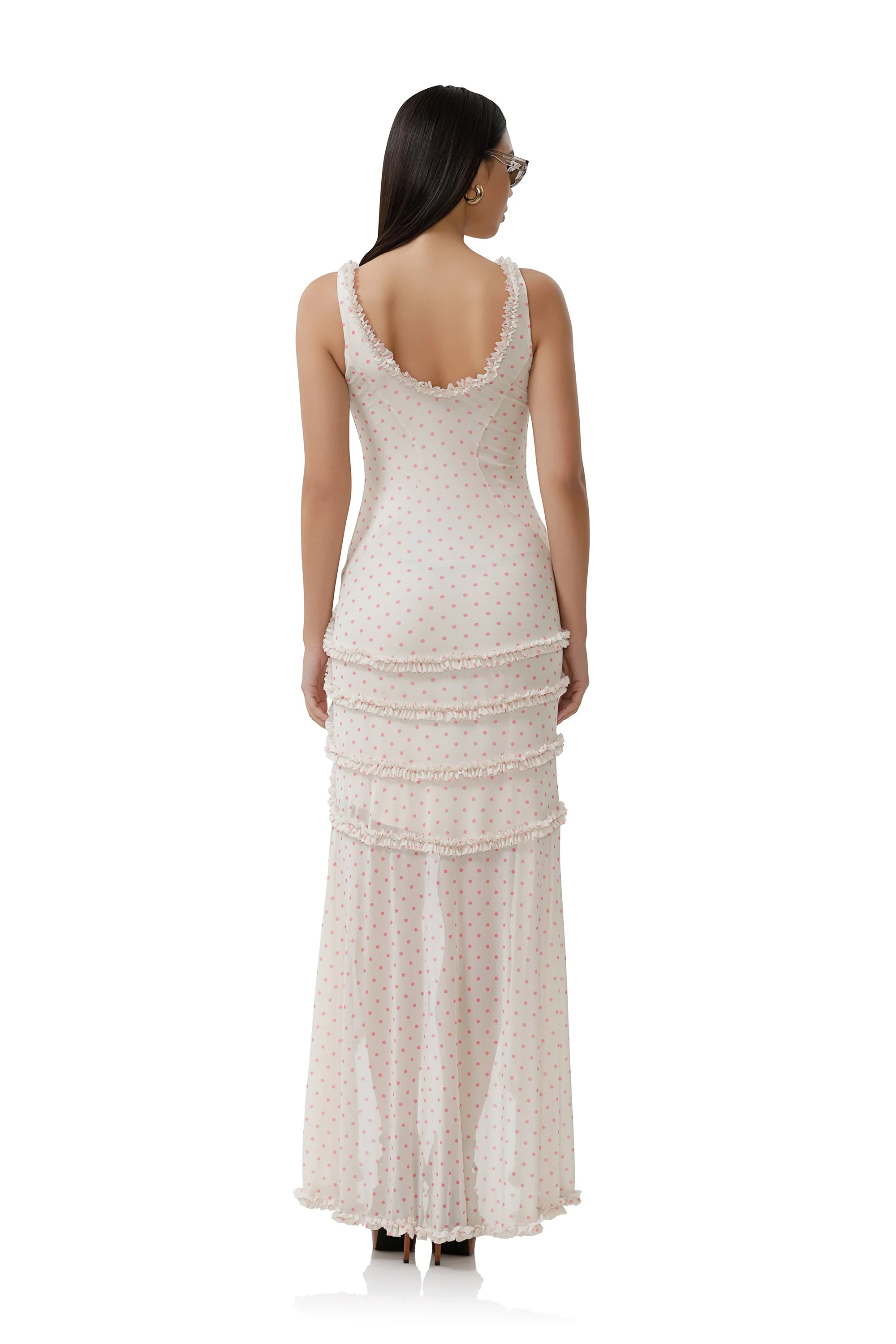 Landa Dress | Coral Micro Dot - Image 4