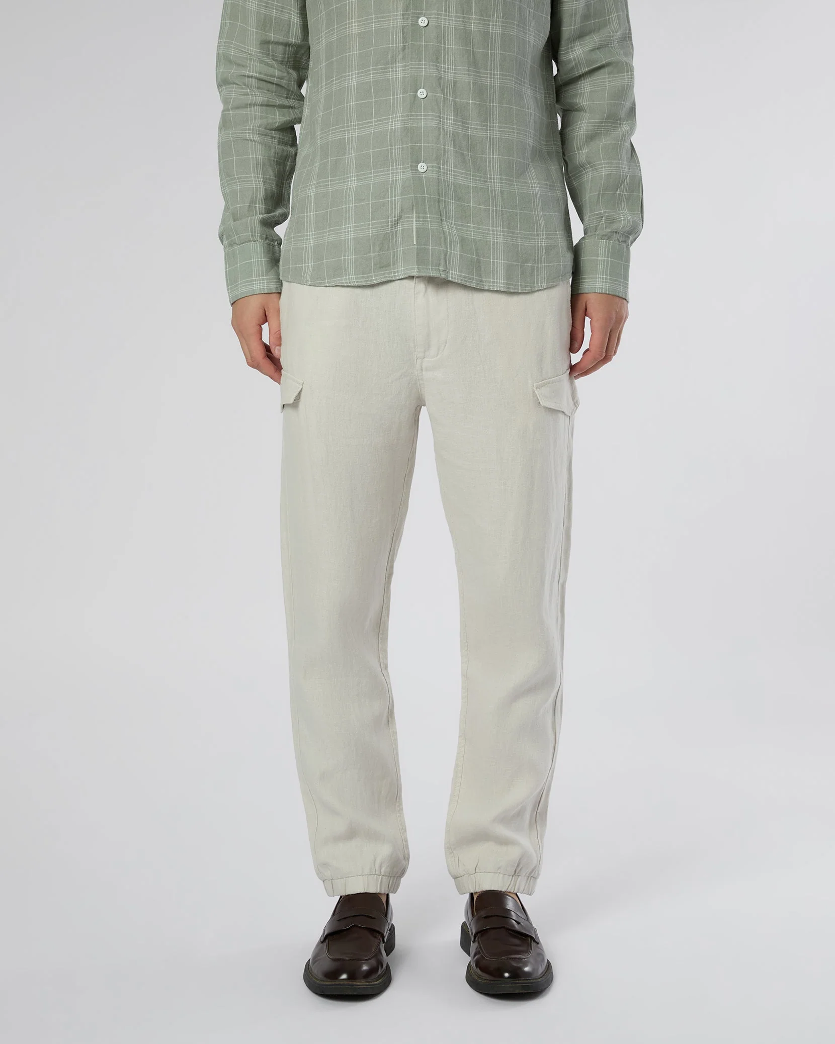 Mens | Linen Cargo Jogger | Stone - Image 2