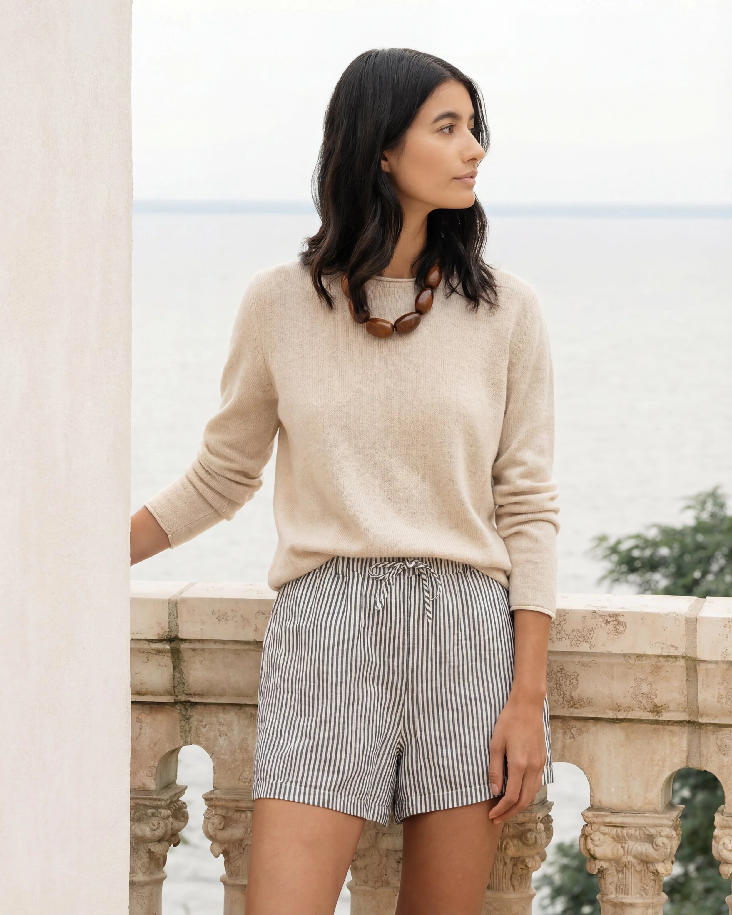 Mens | Linen Cashmere Rollneck Sweater | Natural Melange - Image 3