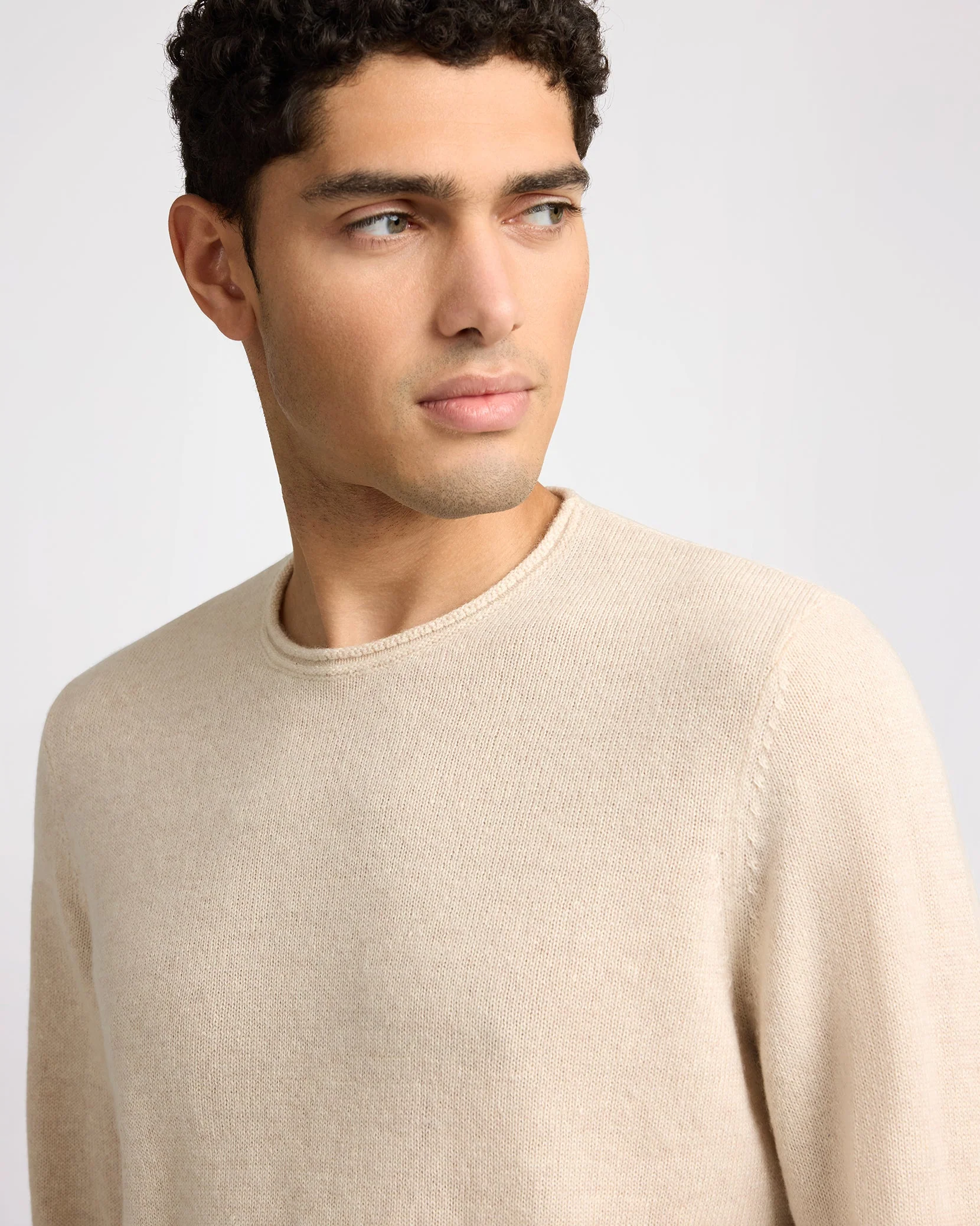 Mens | Linen Cashmere Rollneck Sweater | Natural Melange - Image 5