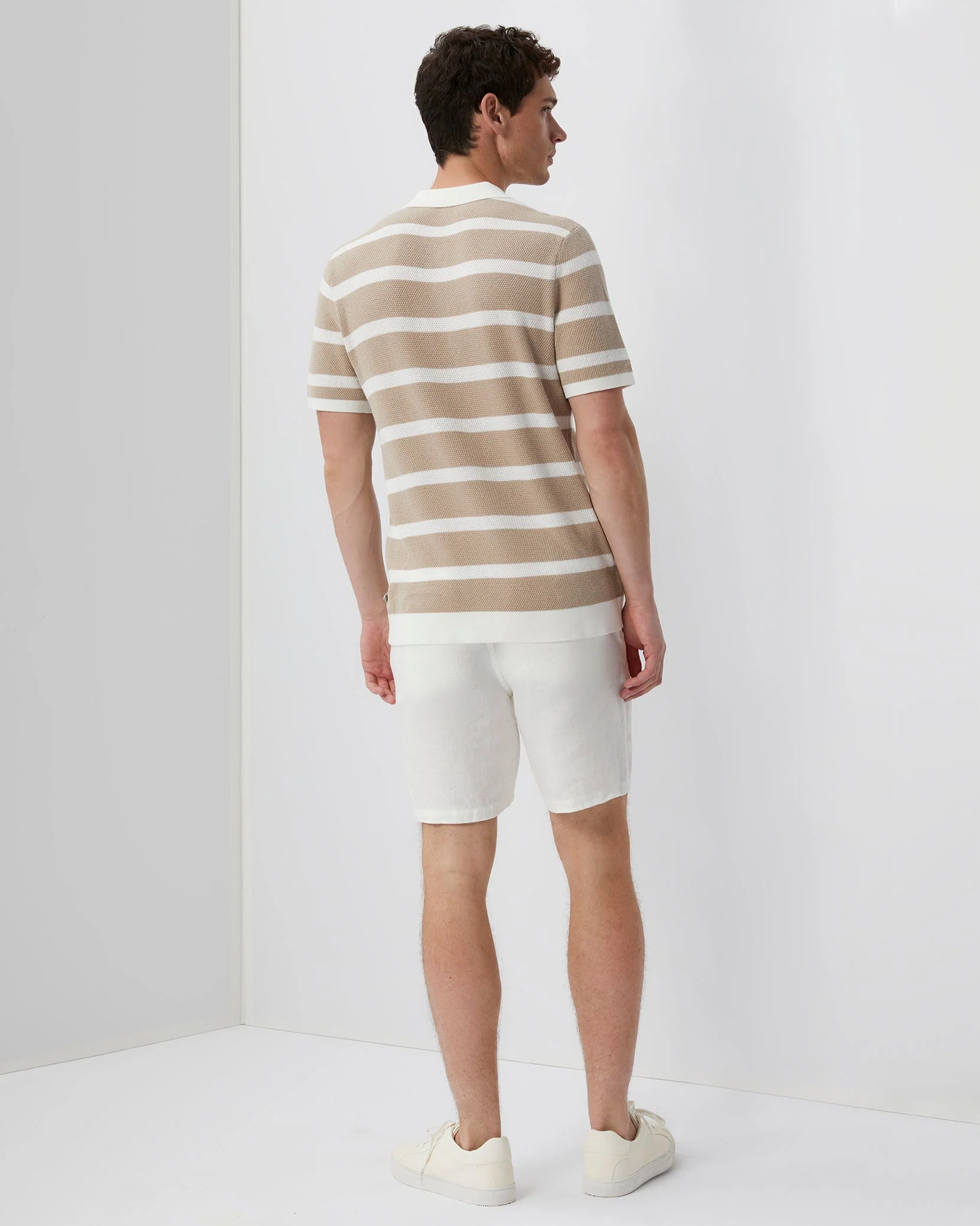 Mens | Linen Fixed-waist Short | White - Image 5