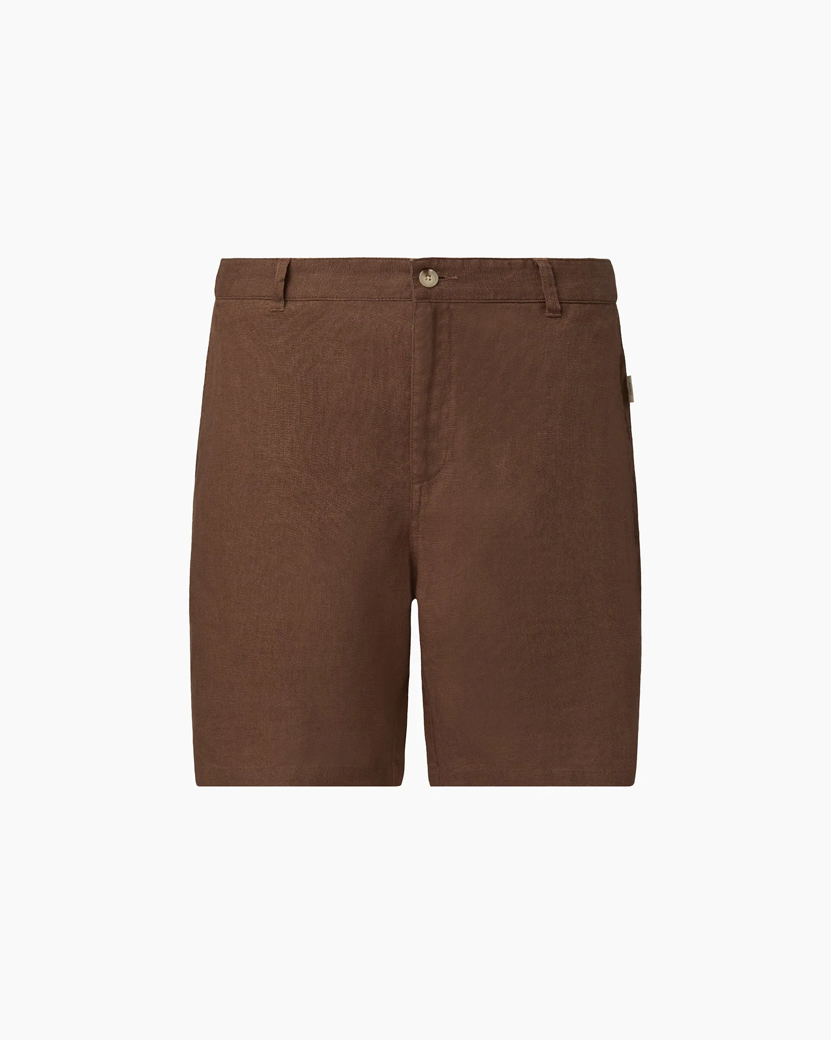Mens | Linen Fixed-waist Short | Chocolate