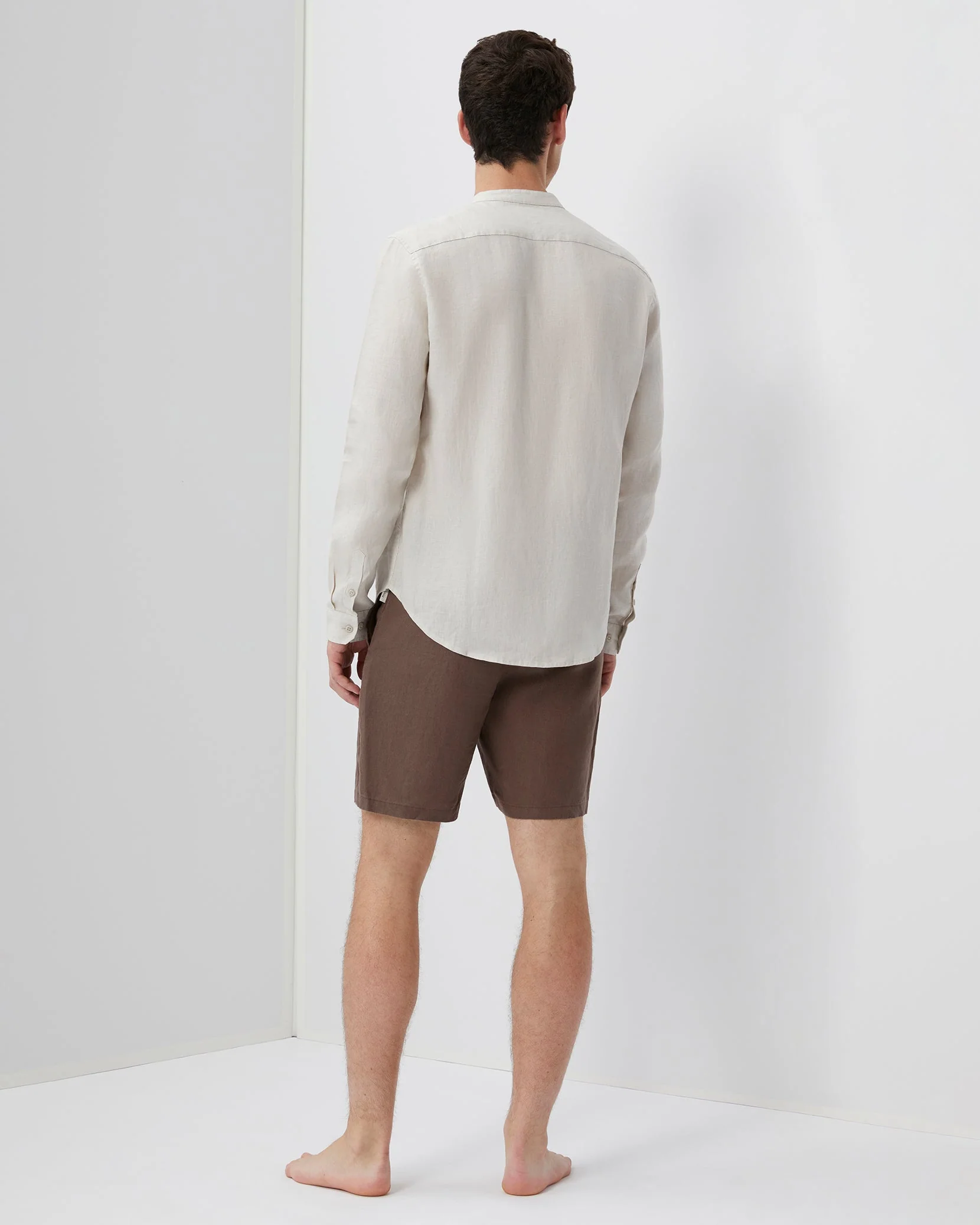Mens | Linen Fixed-waist Short | Chocolate - Image 5