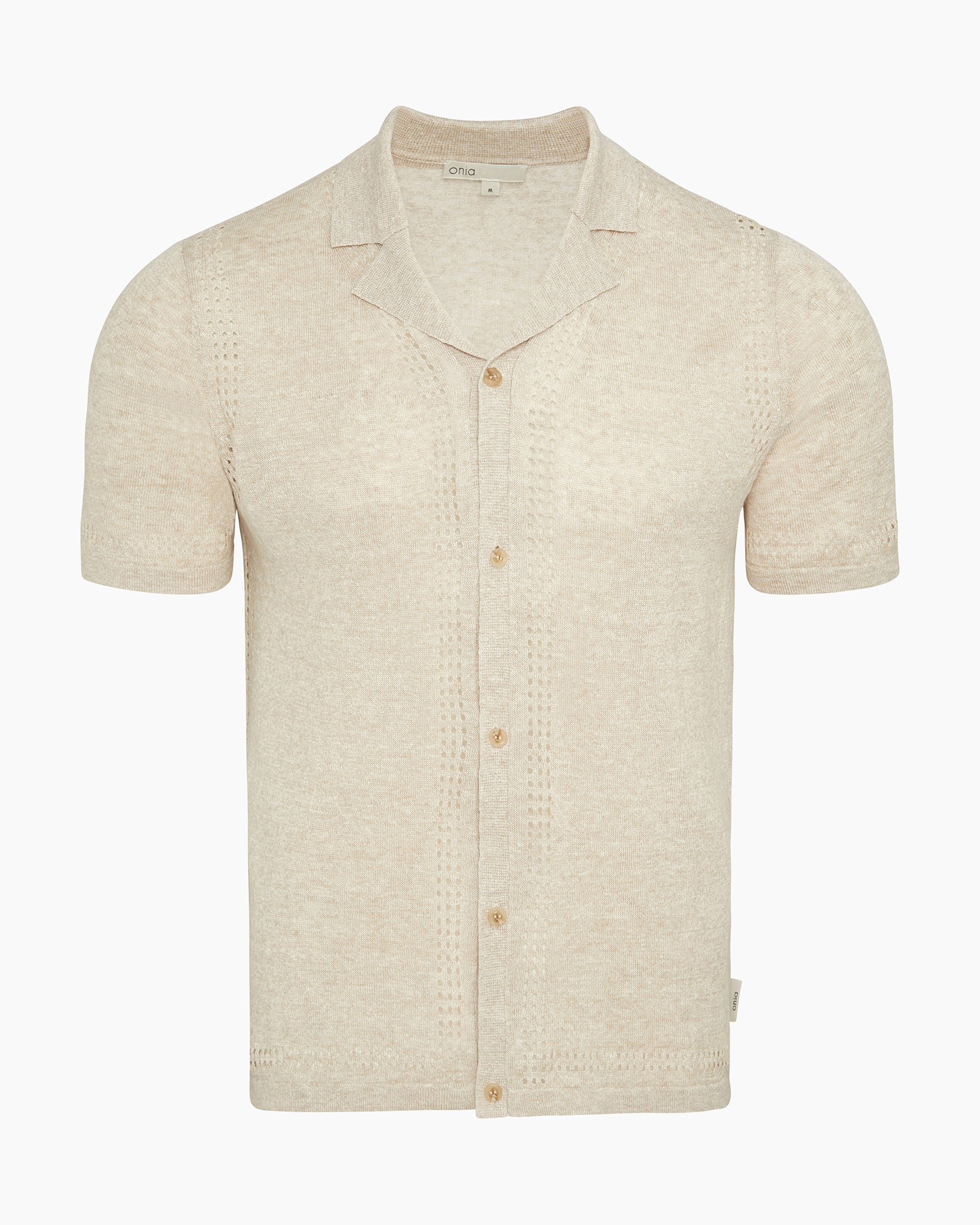 Mens | Linen Knit Camp Shirt | Natural Melange