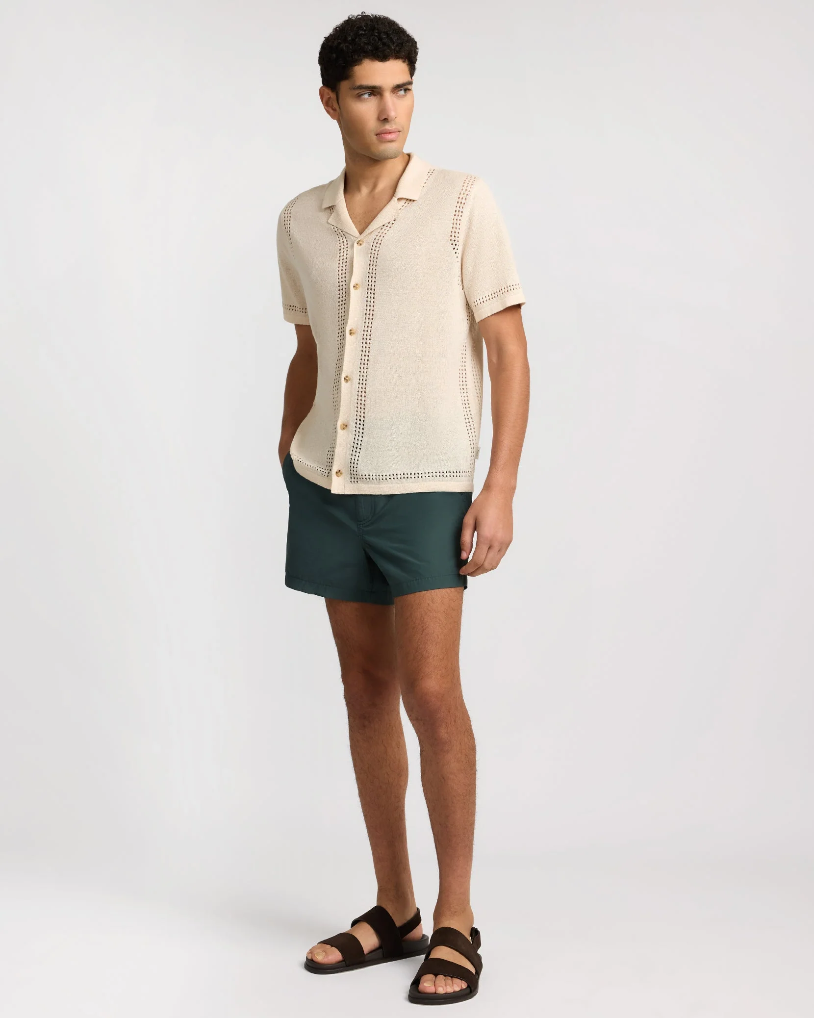 Mens | Linen Knit Camp Shirt | Natural Melange - Image 6