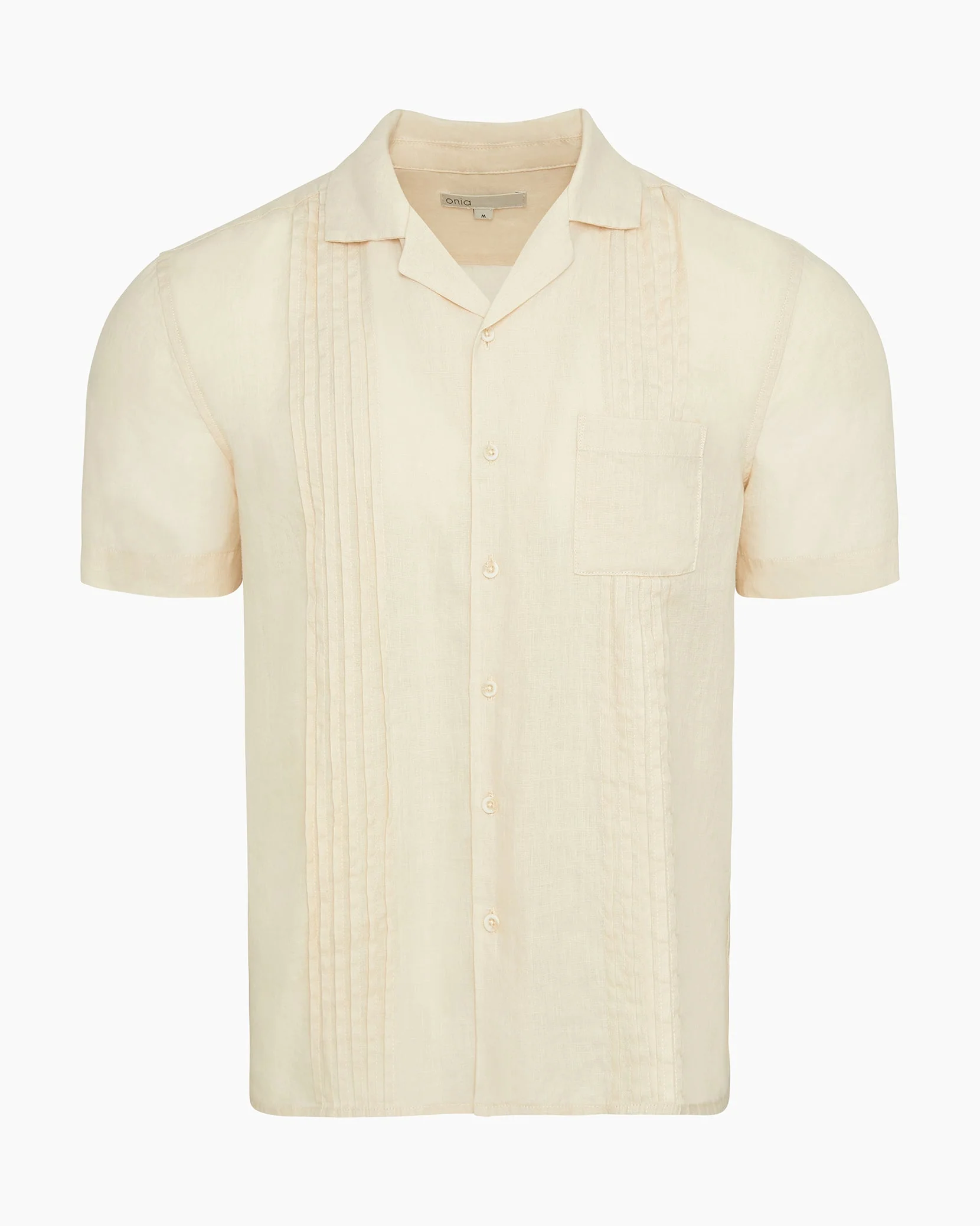 Mens | Linen Pintuck Camp Shirt | Natural