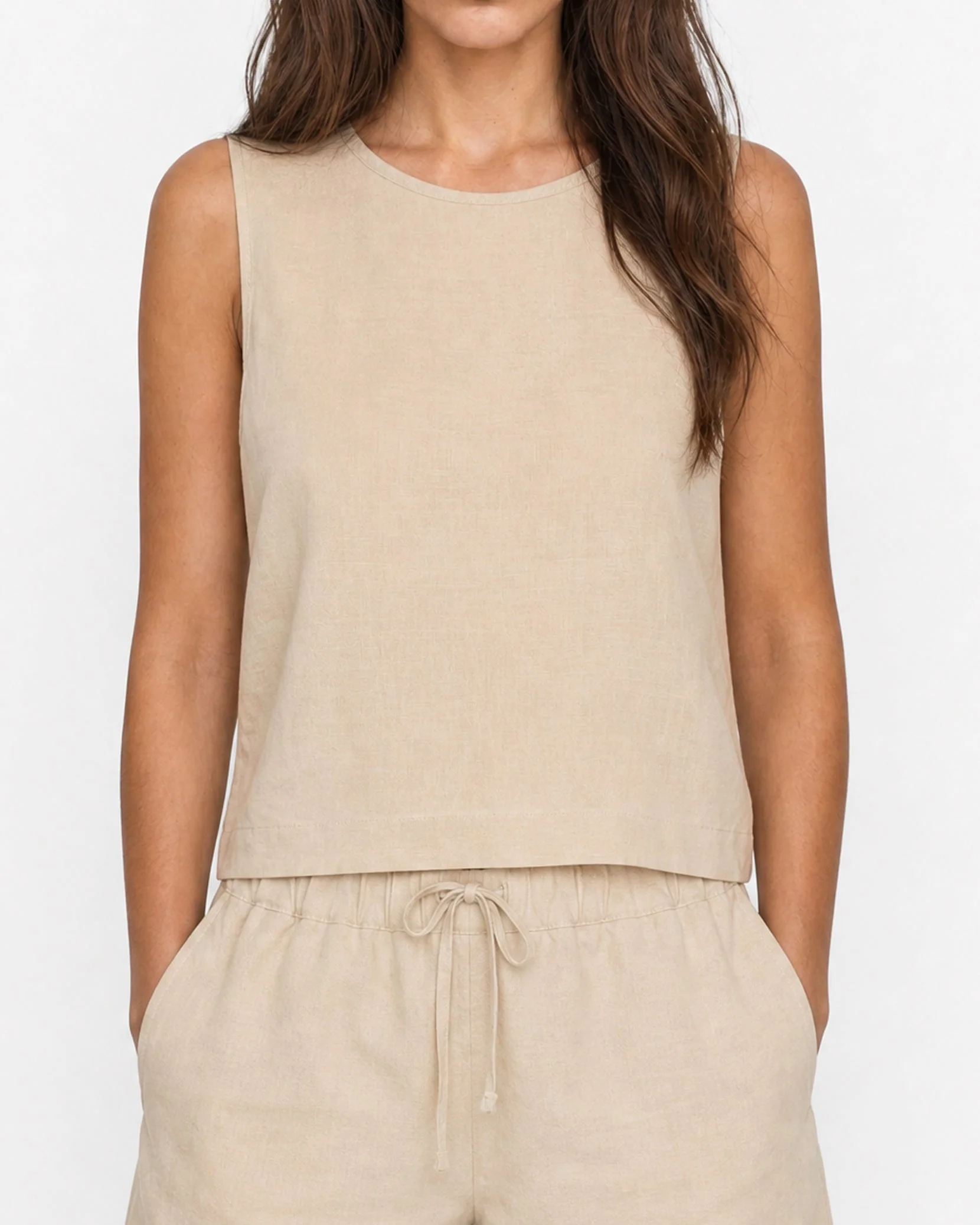 Womens | Linen Shell Top | Flax