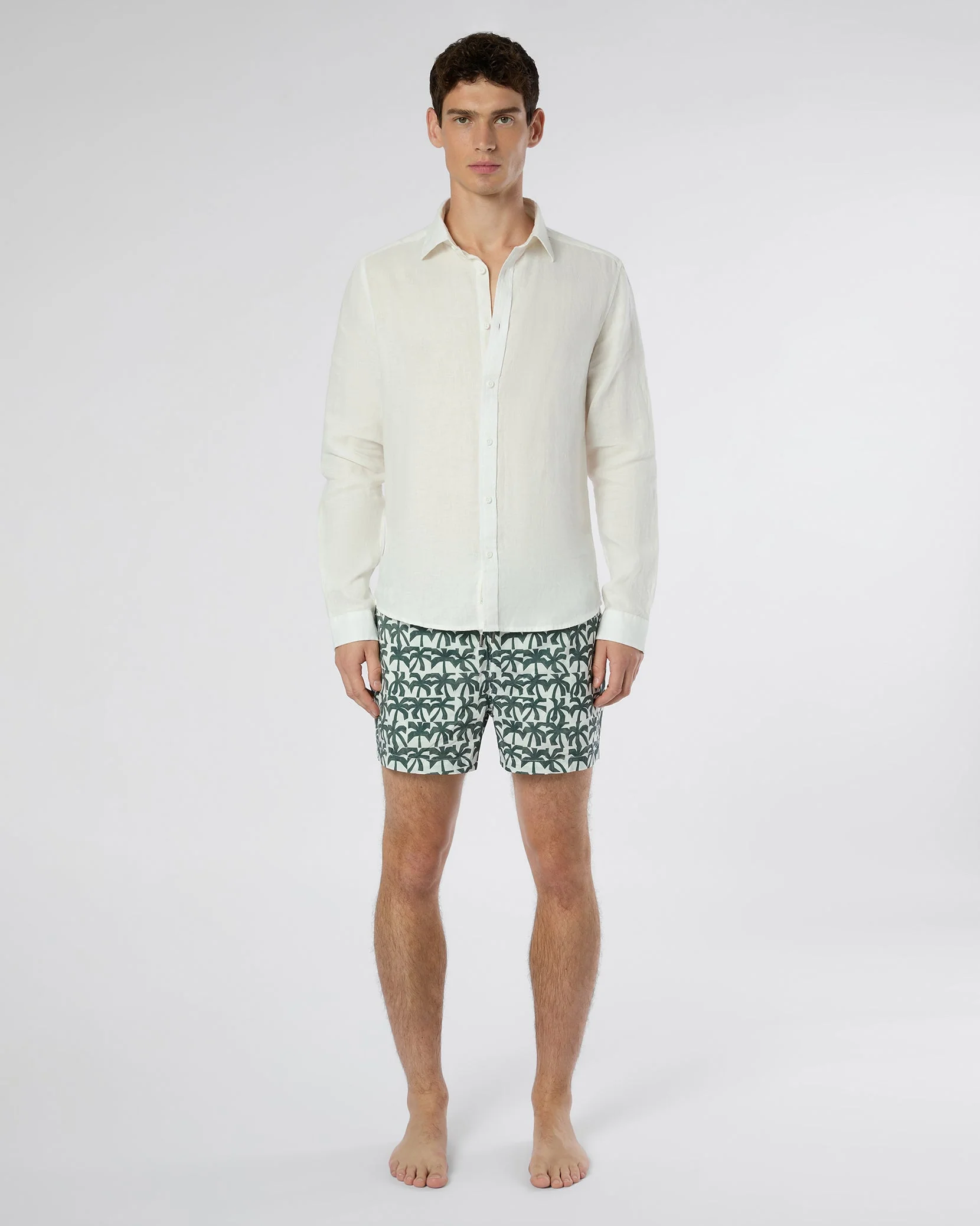 Mens | Linen Slim Fit Shirt | White - Image 4