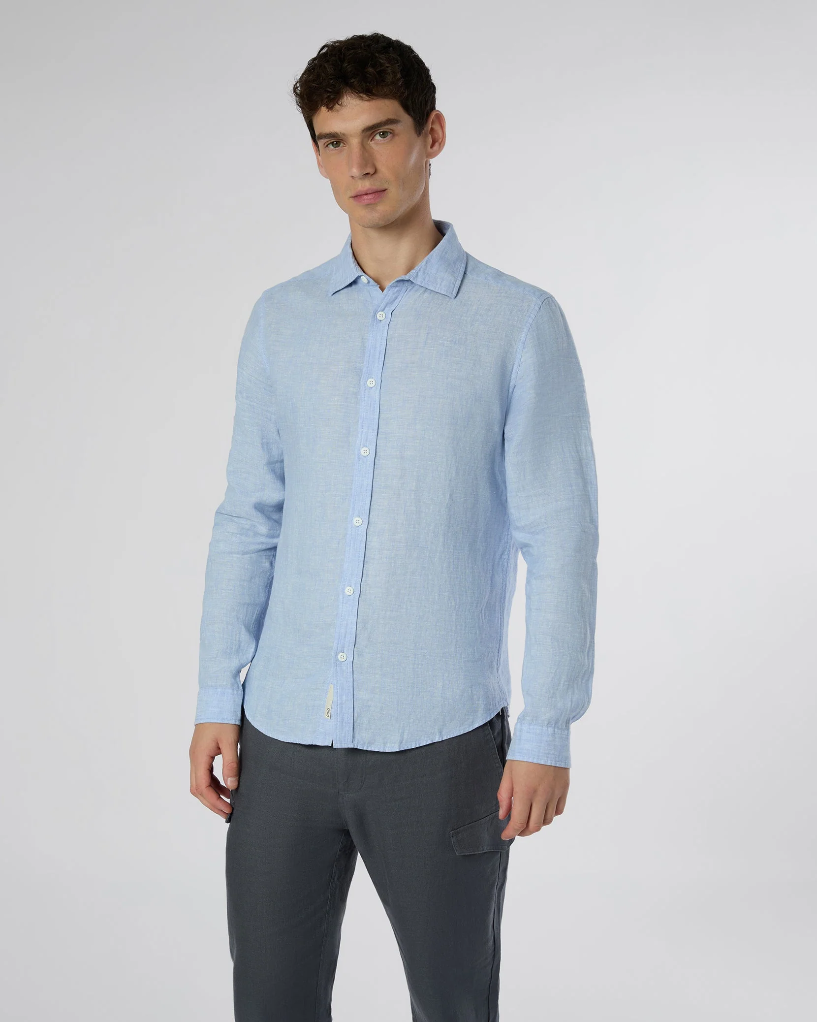 Mens | Linen Slim Fit Shirt | Oxford Blue