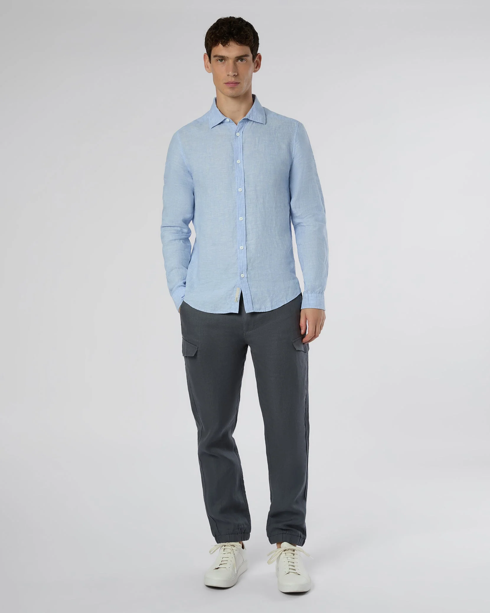 Mens | Linen Slim Fit Shirt | Oxford Blue - Image 3