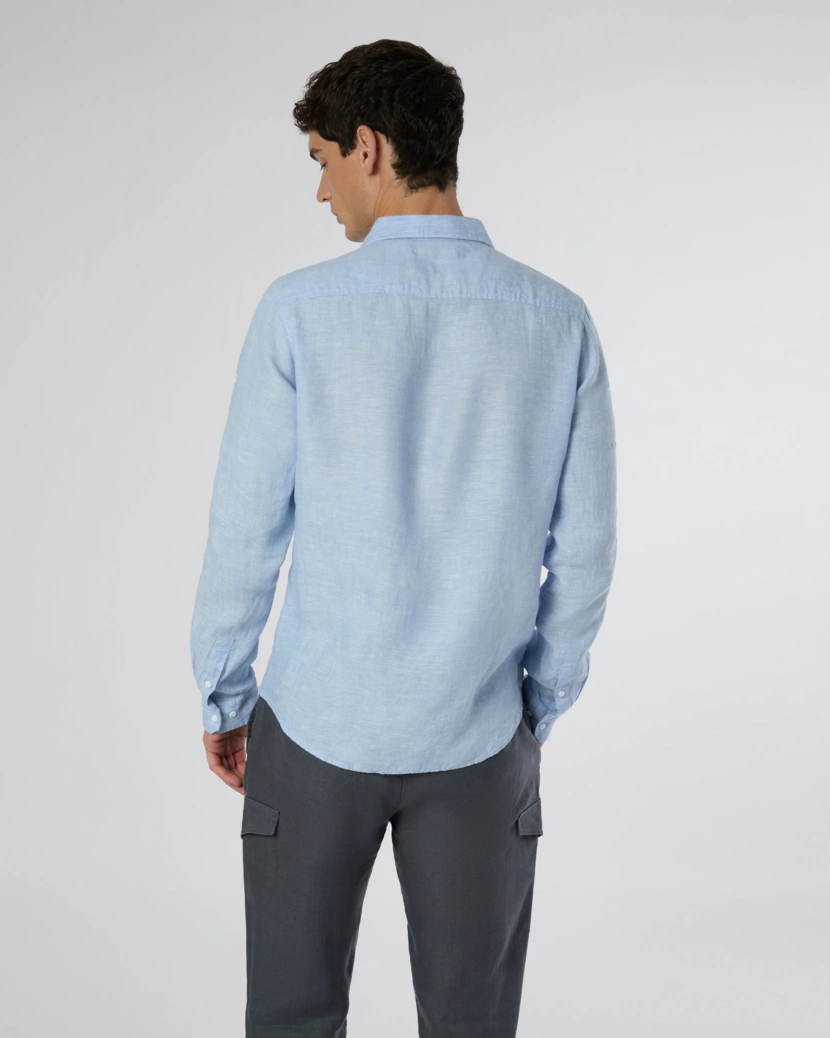 Mens | Linen Slim Fit Shirt | Oxford Blue - Image 5