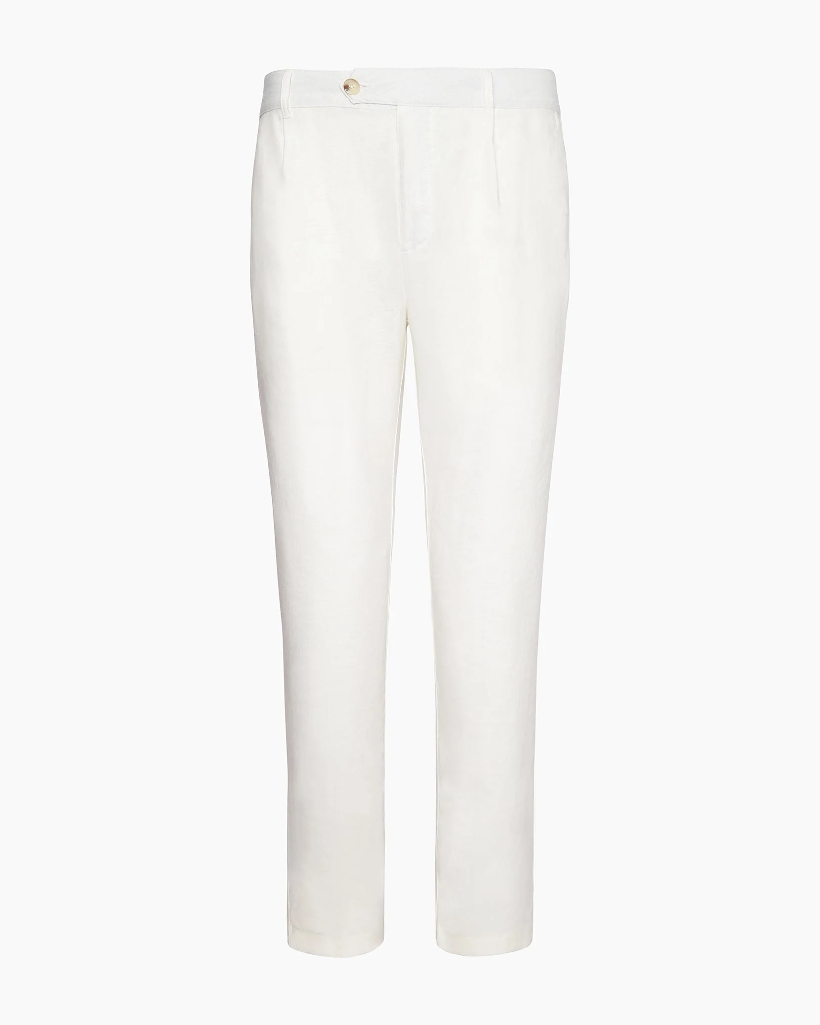 Mens | Linen Tapered Pleated Trouser | White