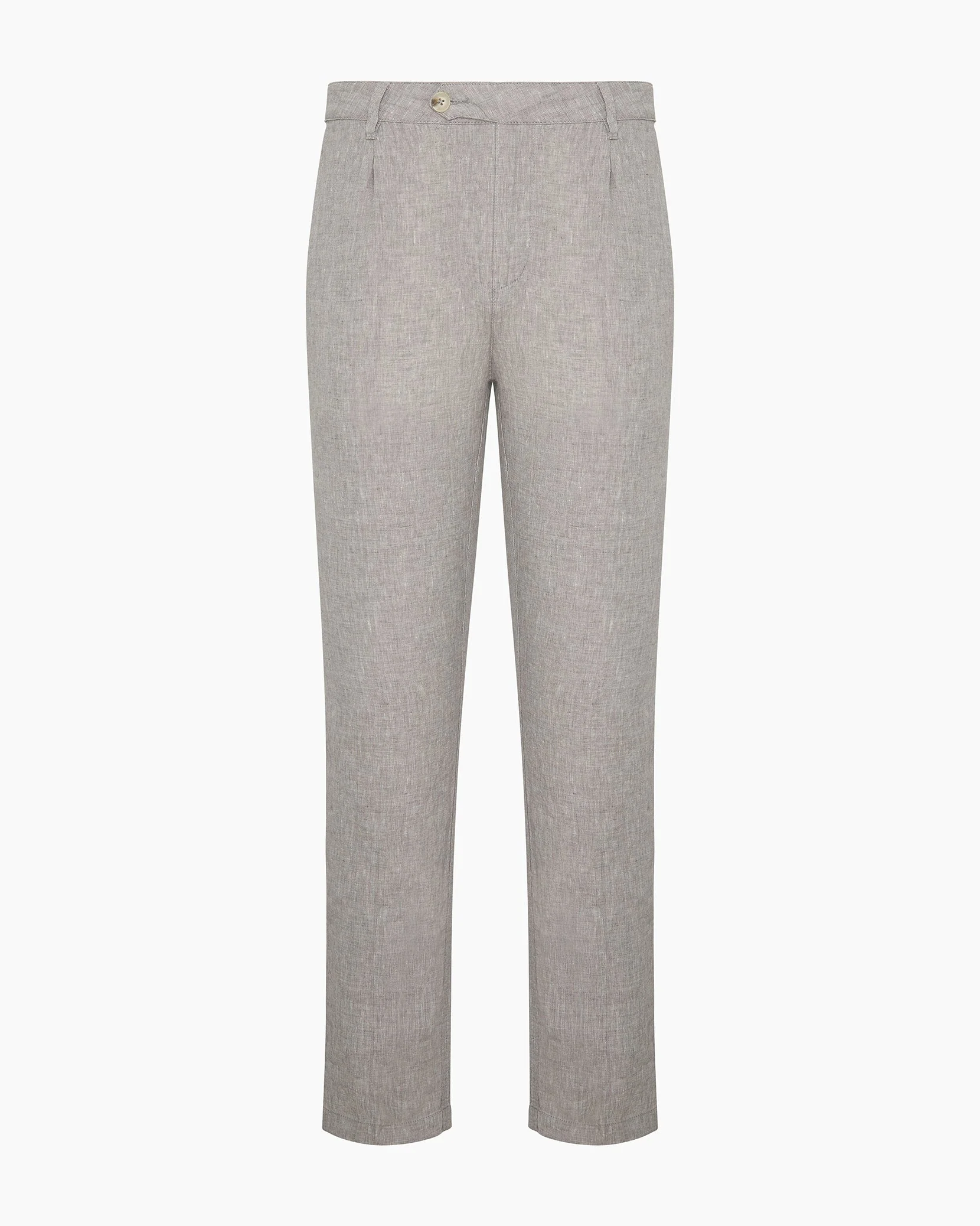 Mens | Linen Tapered Pleated Trouser | Cool Grey