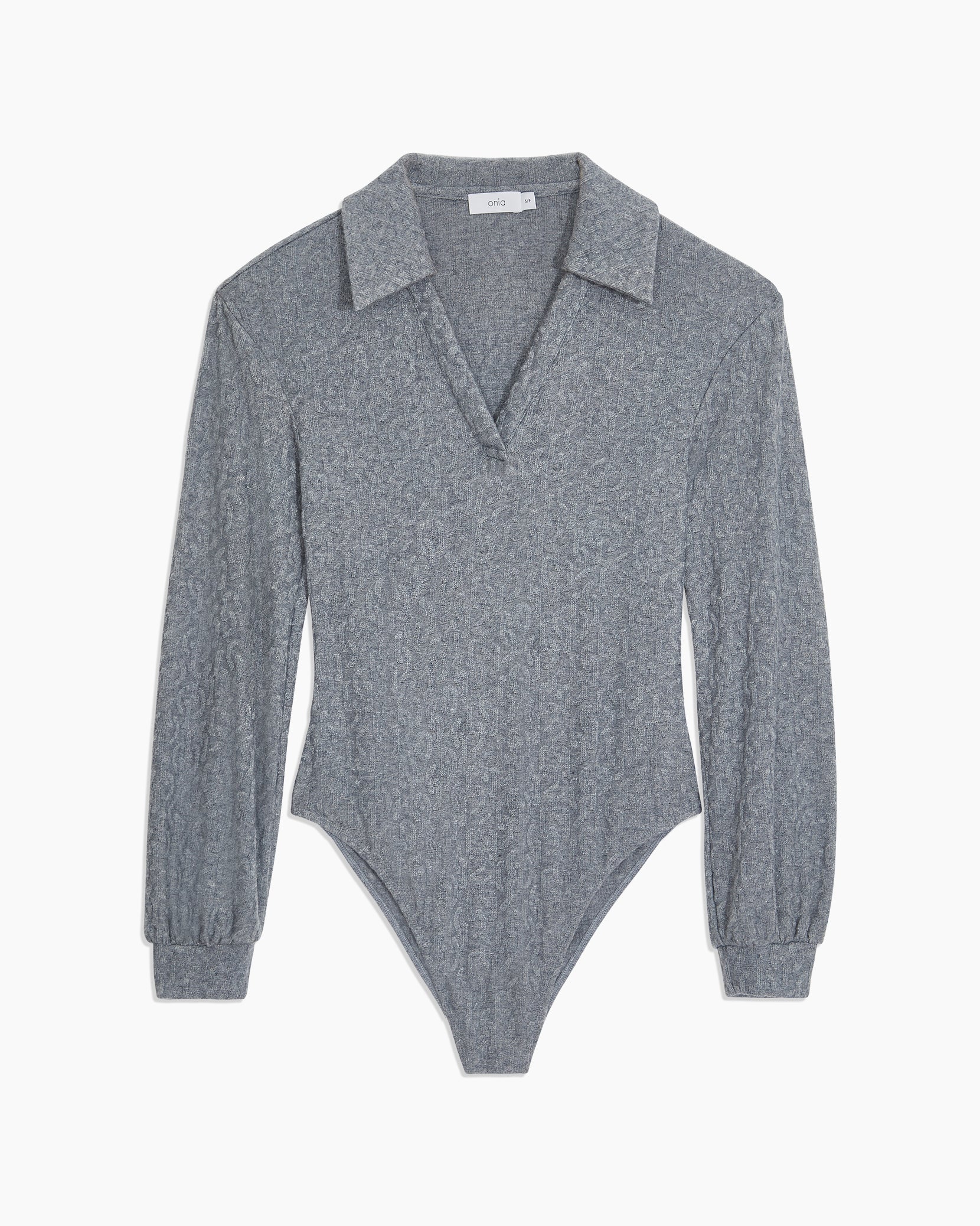 Womens | Long Sleeve Polo Geo Knit Bodysuit | Birch - Image 8