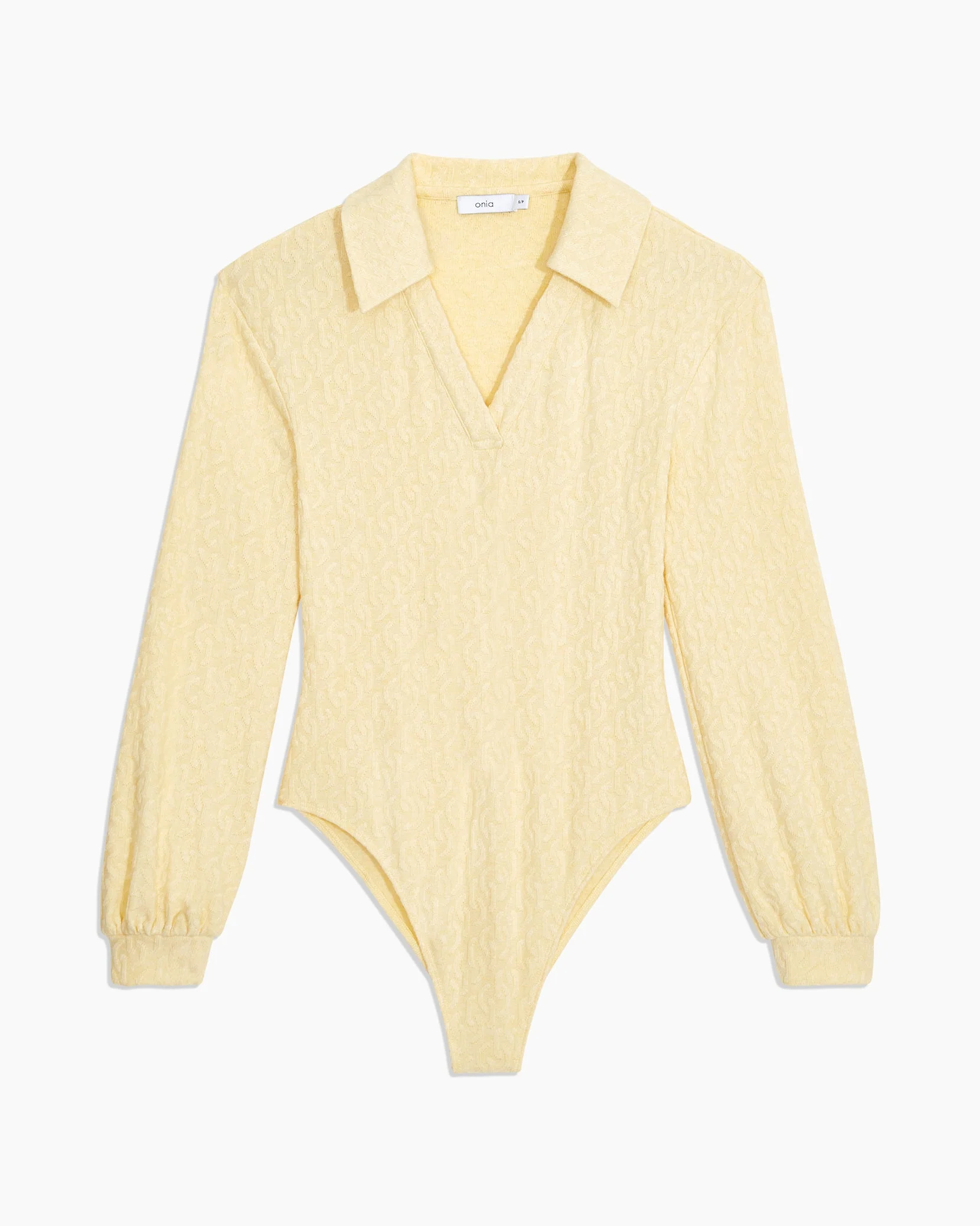 Womens | Long Sleeve Polo Geo Knit Bodysuit | Birch - Image 9