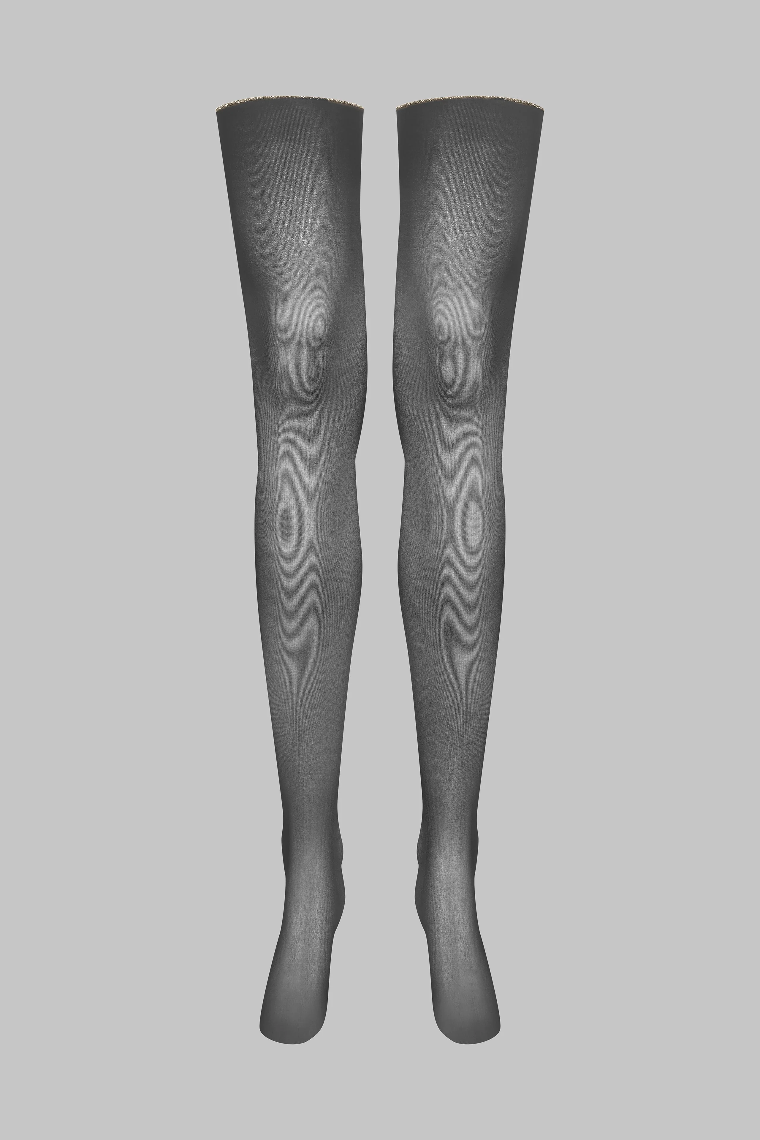 Cut and curled lurex back seamed stockings 20D | Black/Gold - Image 5