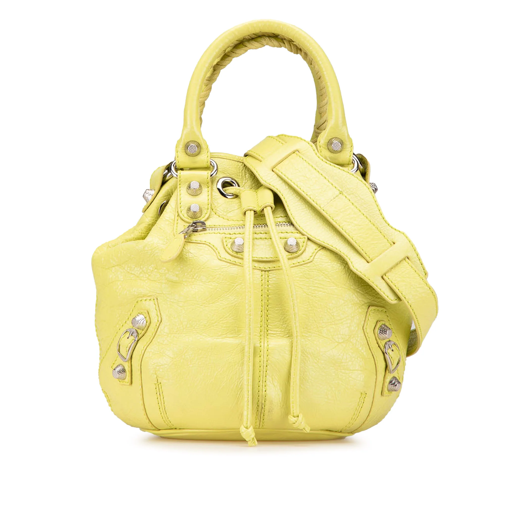 Balenciaga | Pre-Owned Lambskin Motocross Giant 12 Pompon Bag | Yellow