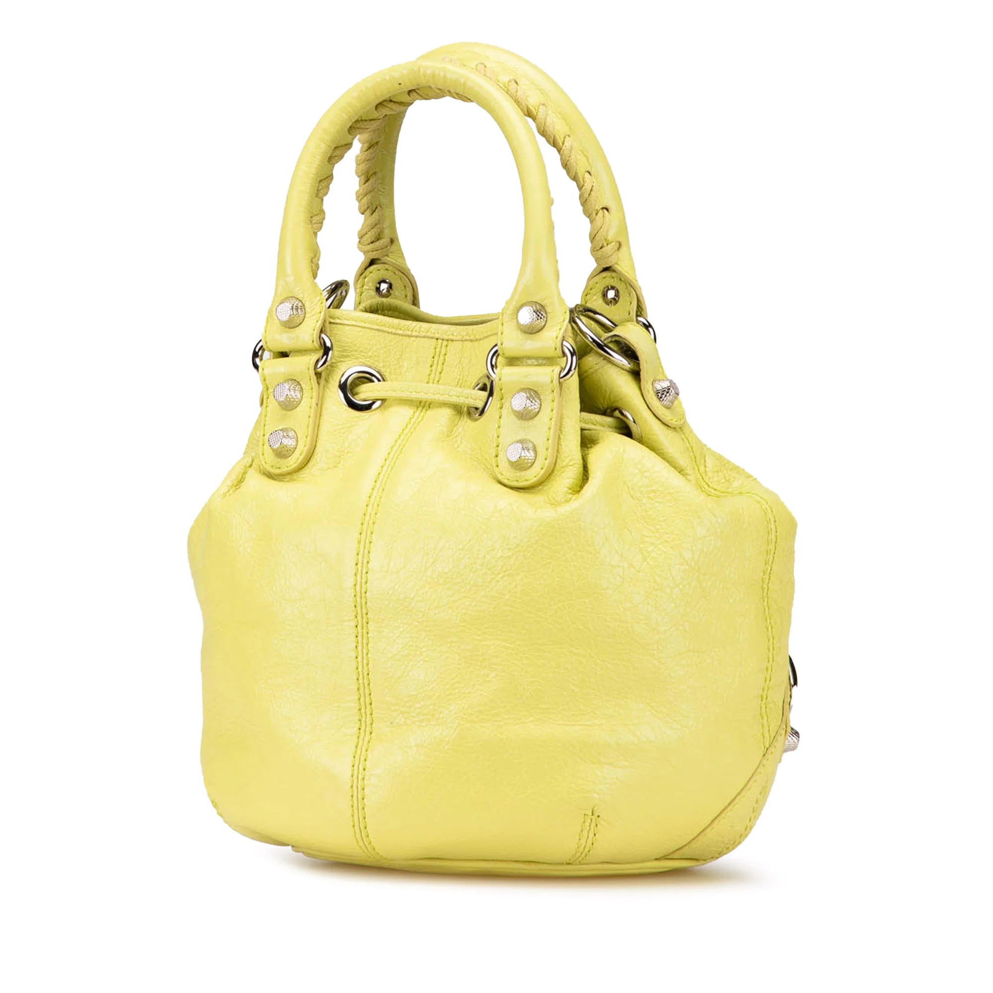 Balenciaga | Pre-Owned Lambskin Motocross Giant 12 Pompon Bag | Yellow - Image 5