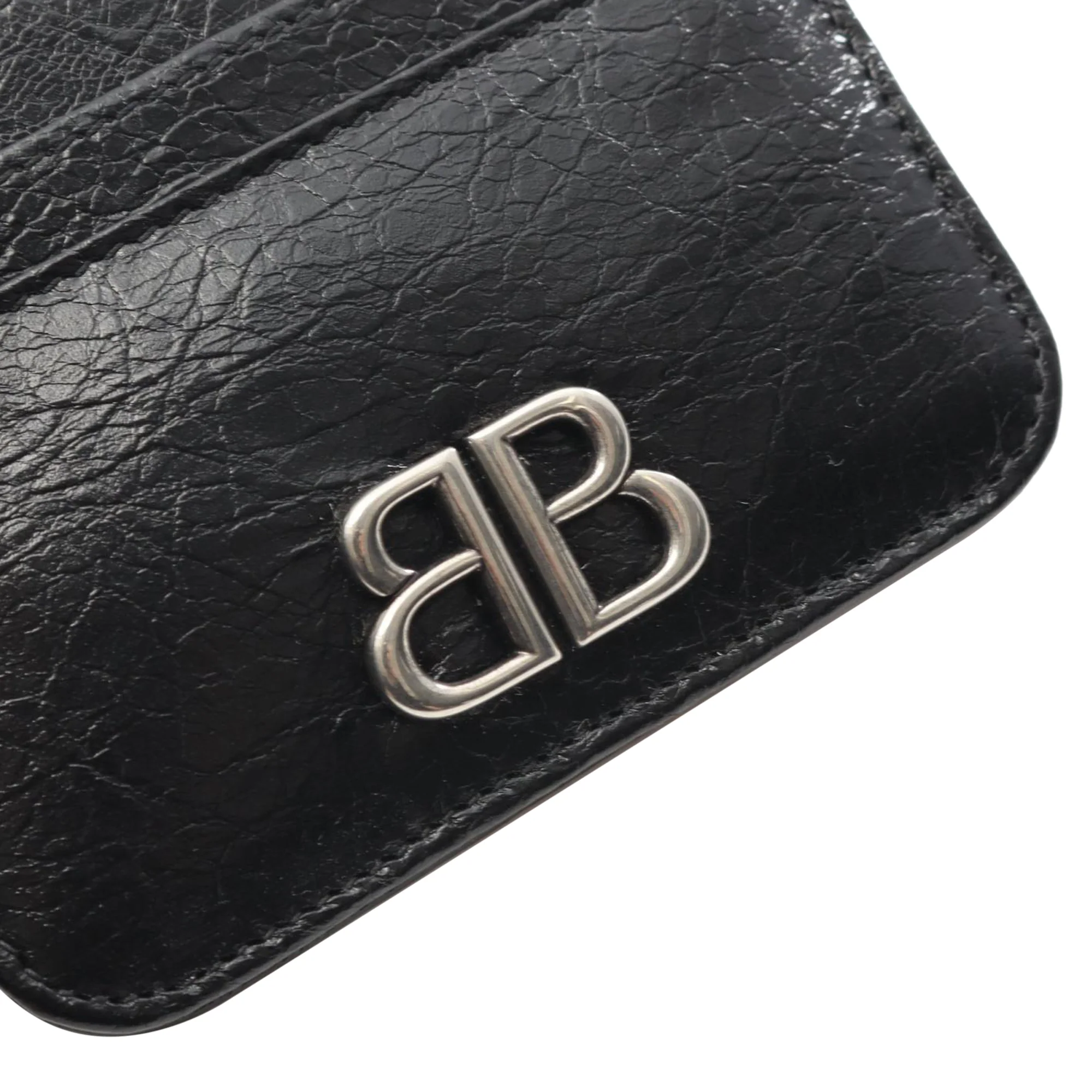Balenciaga | Pre-Owned Leather Monaco Card Holder | Black - Image 4