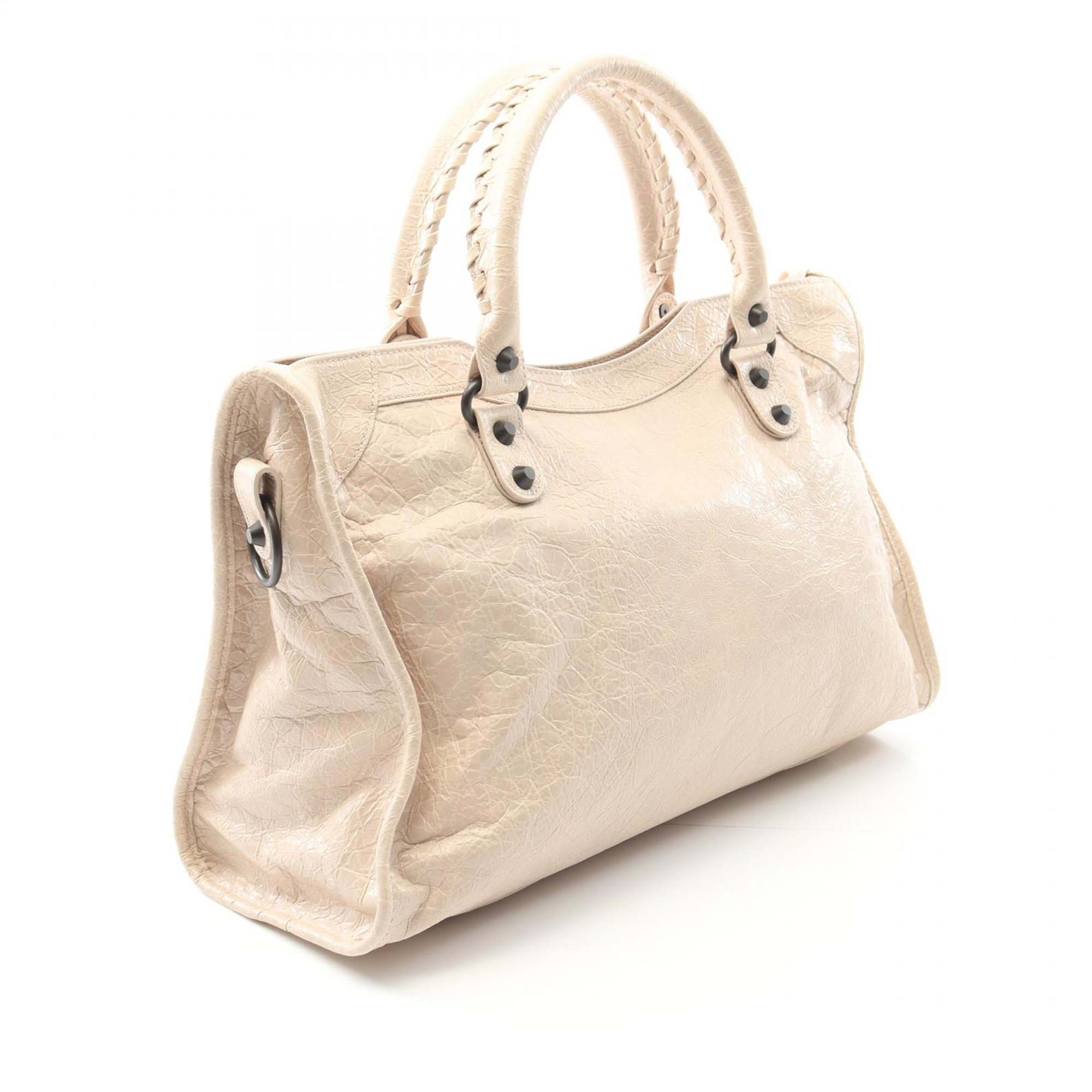 Balenciaga | Pre-Owned Medium Lambskin Le City Satchel | Beige - Image 2